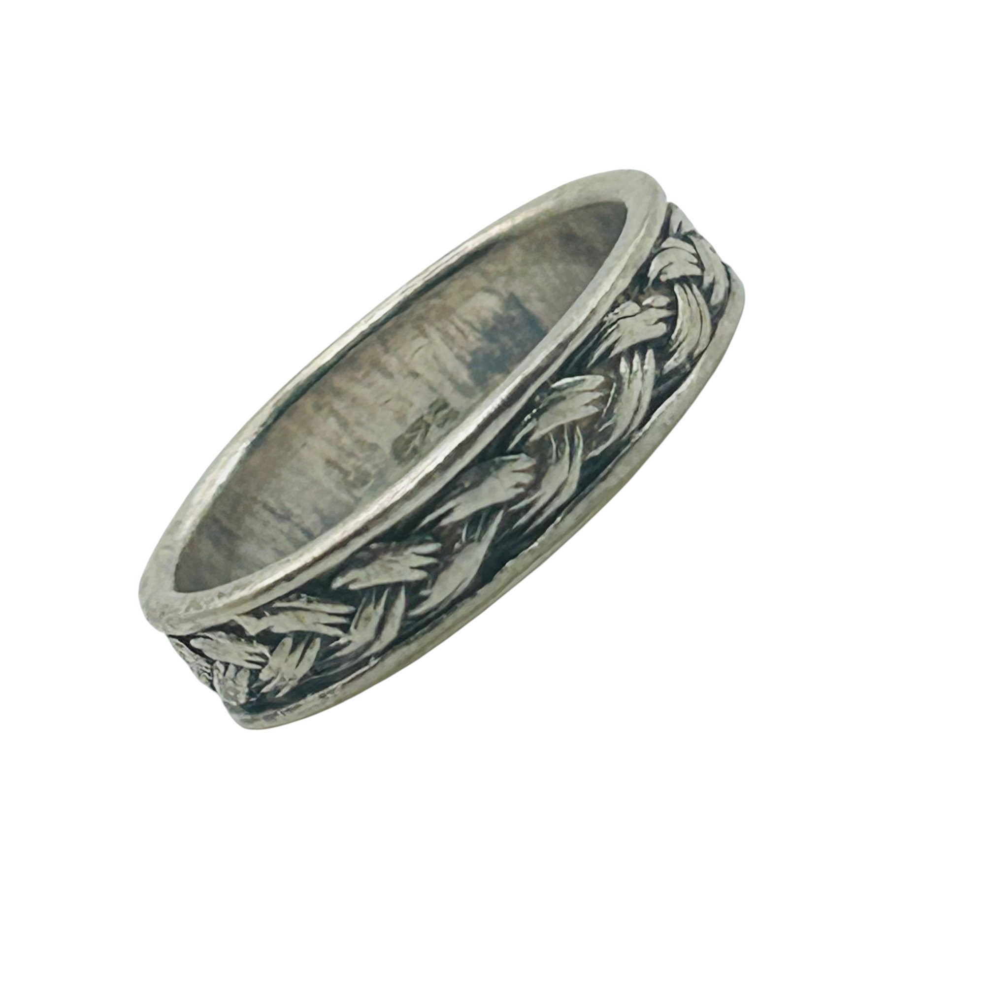 Sterling Wheat Detail Ring Sz 8
