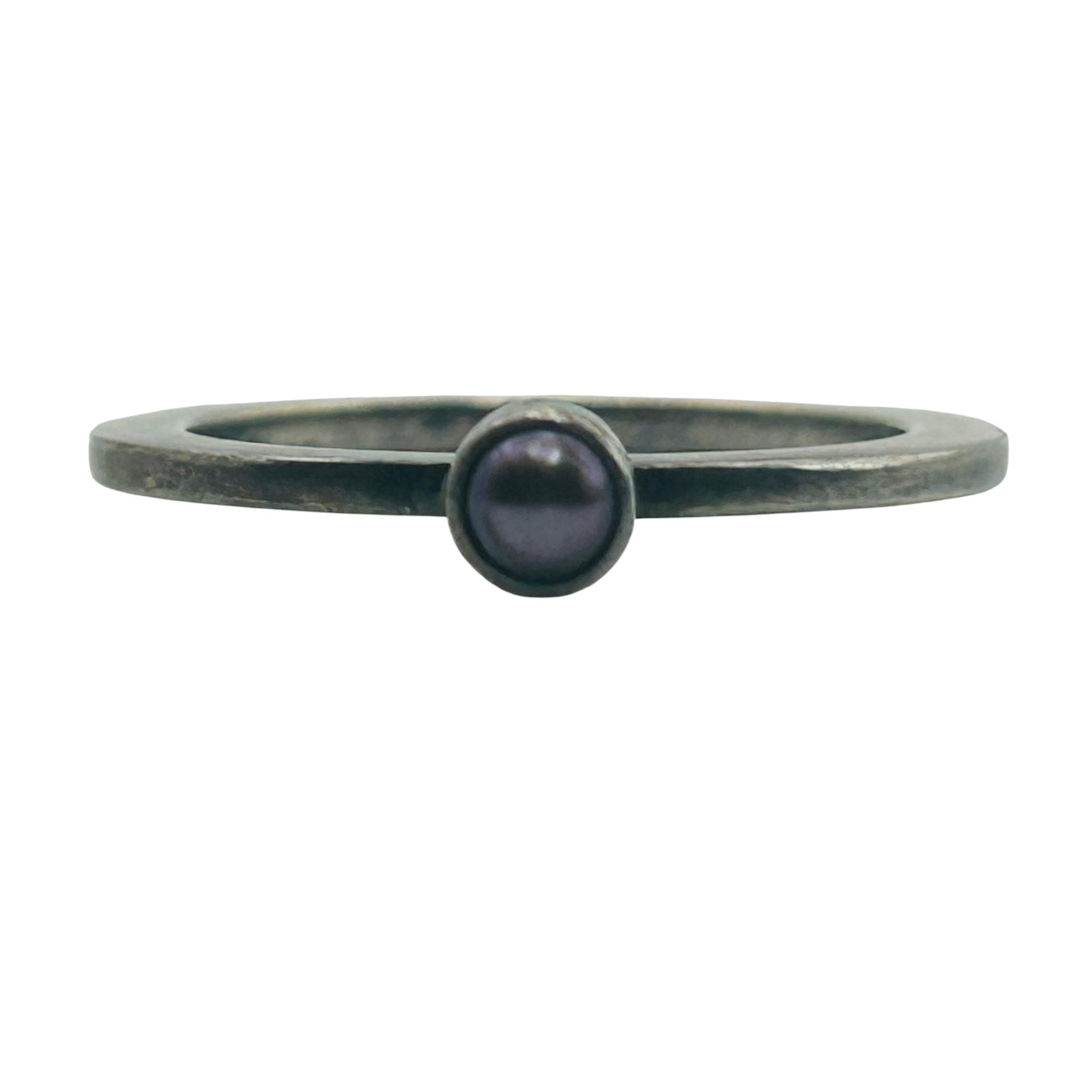 Sterling Pearl Flat Ring Sz 7