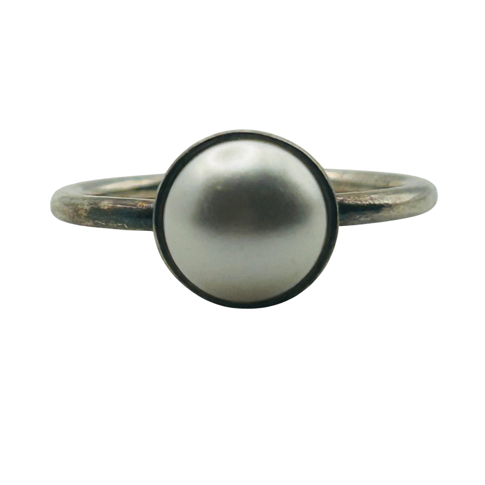 Signed Sterling Pearl Ring Sz 7