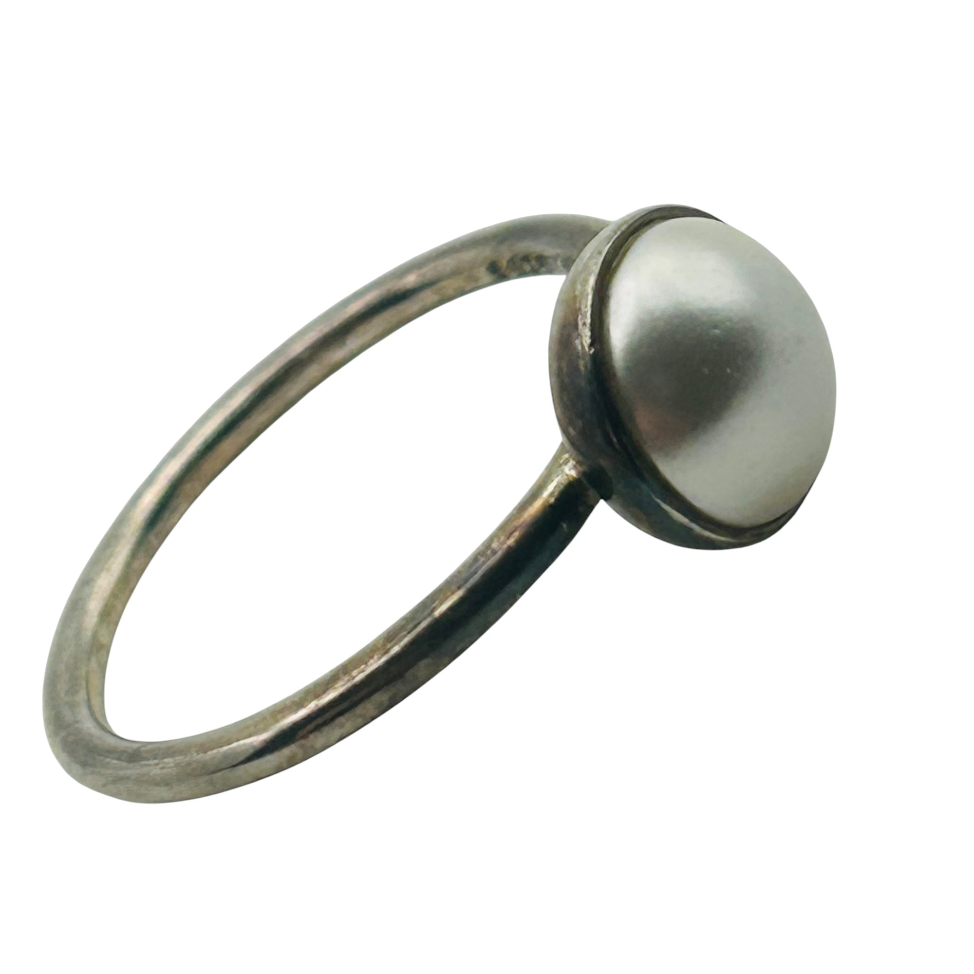 Signed Sterling Pearl Ring Sz 7