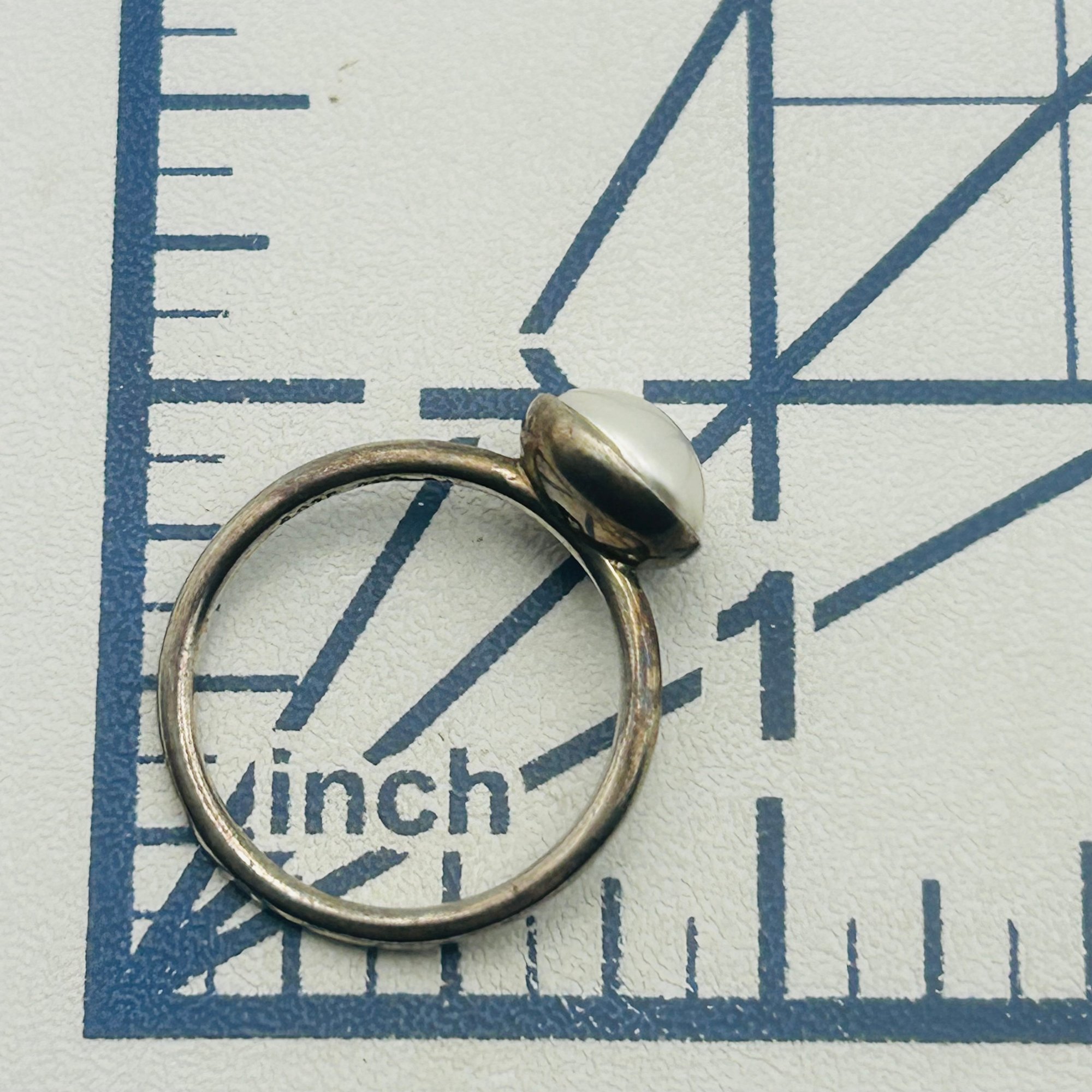 Signed Sterling Pearl Ring Sz 7