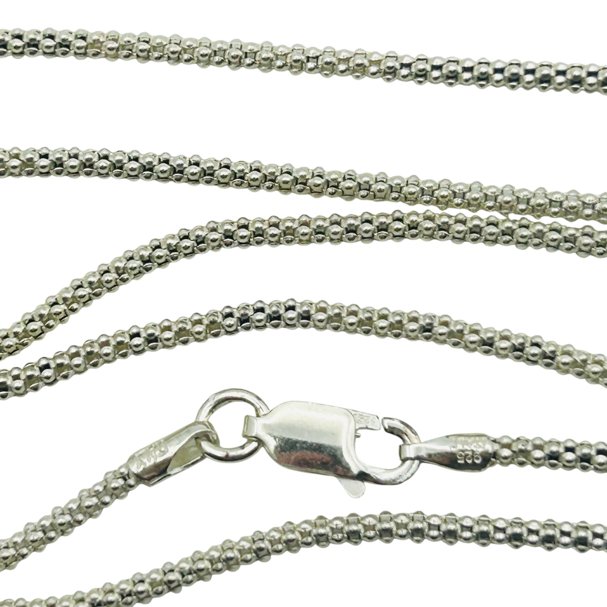 Signed Italy Sterling Popcorn Chain Necklace