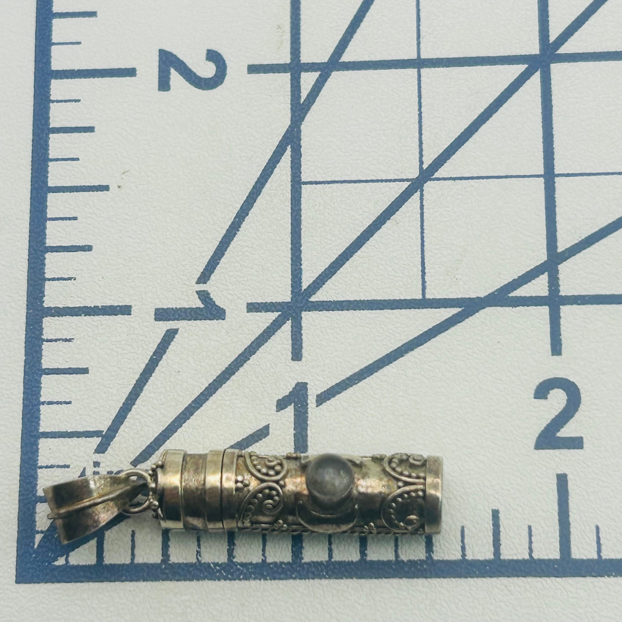 Signed Sterling Moonstone Capsule Pendant