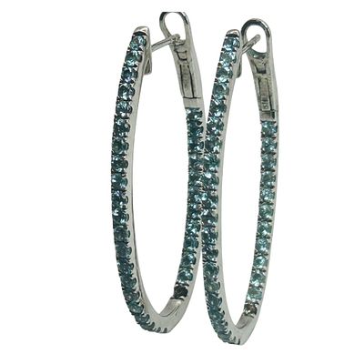 Signed Sterling Aqua Hoop Earrings. Signed UTC Sterling aqua hoop earrings 7.7g | missing stones 