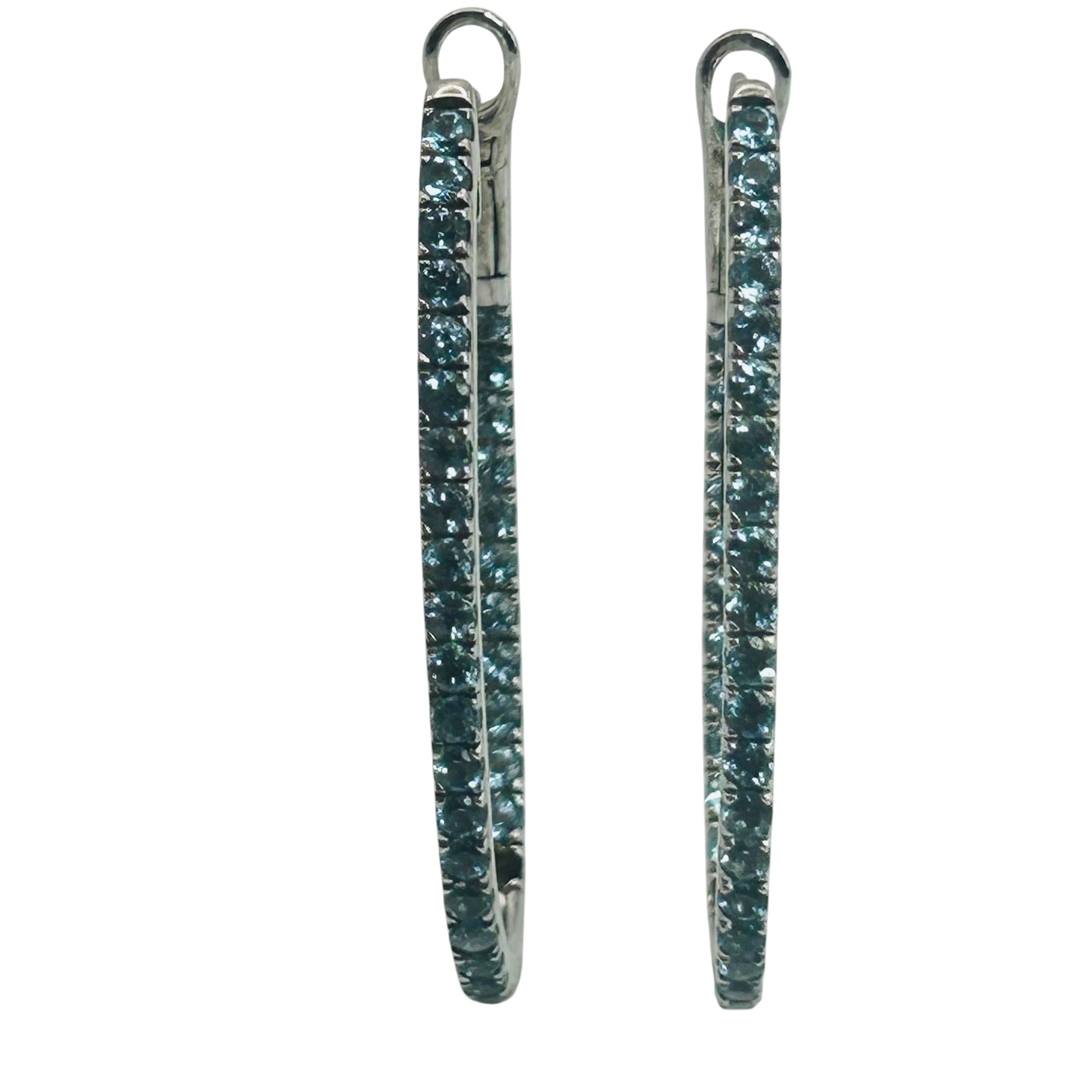 Signed Sterling Aqua Hoop Earrings