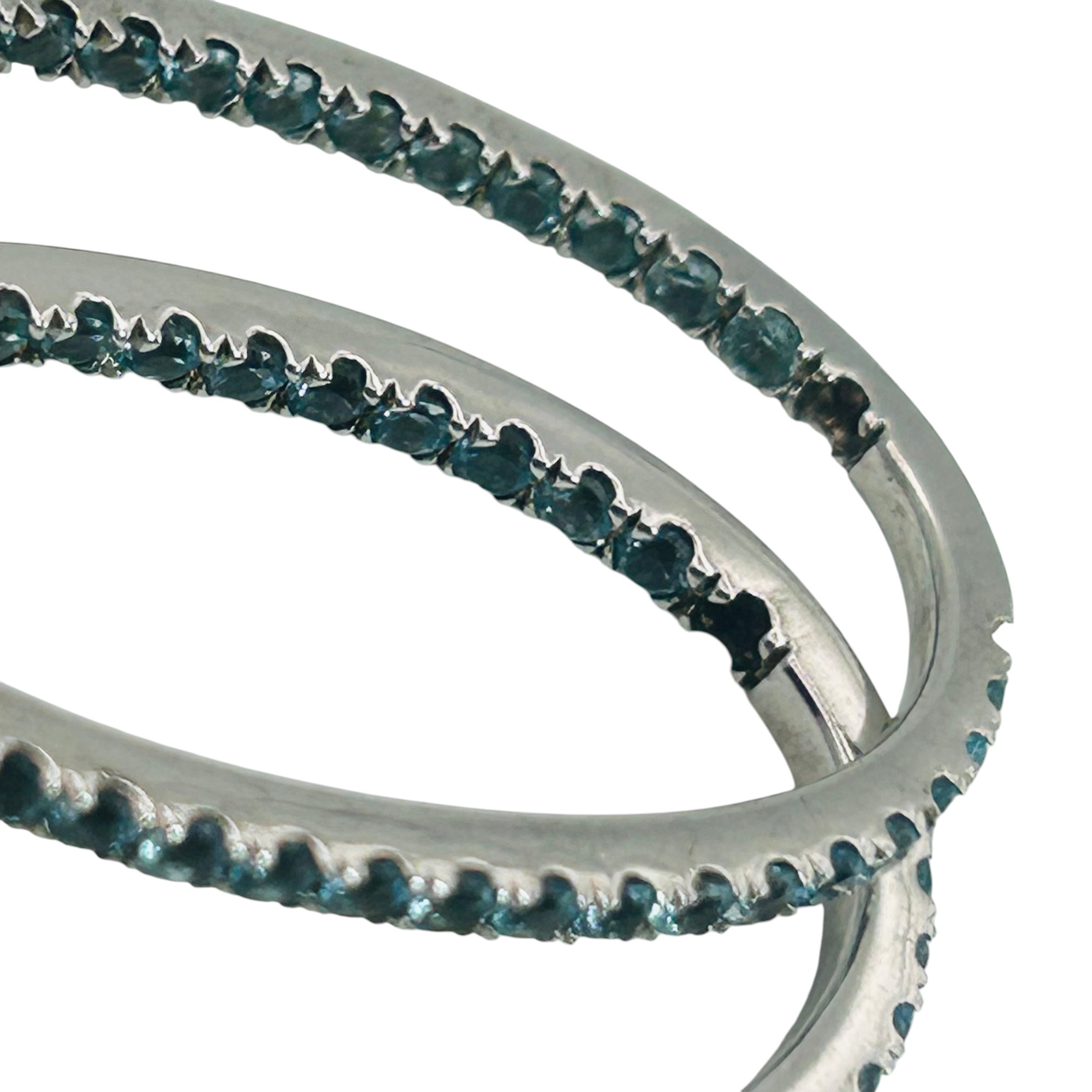 Signed Sterling Aqua Hoop Earrings