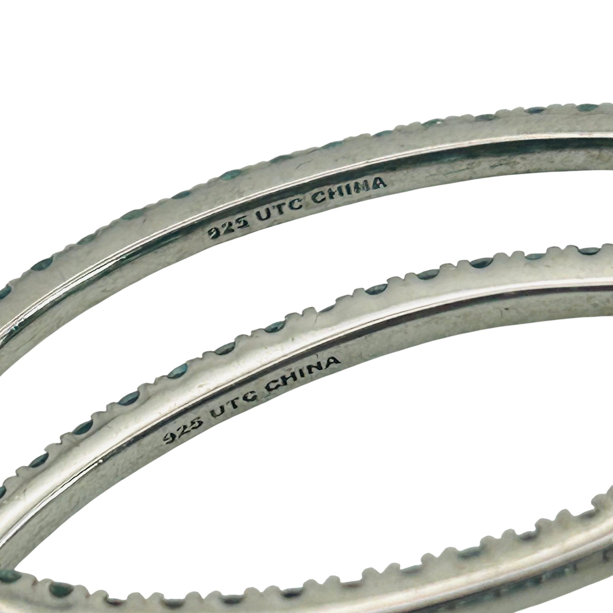 Signed Sterling Aqua Hoop Earrings