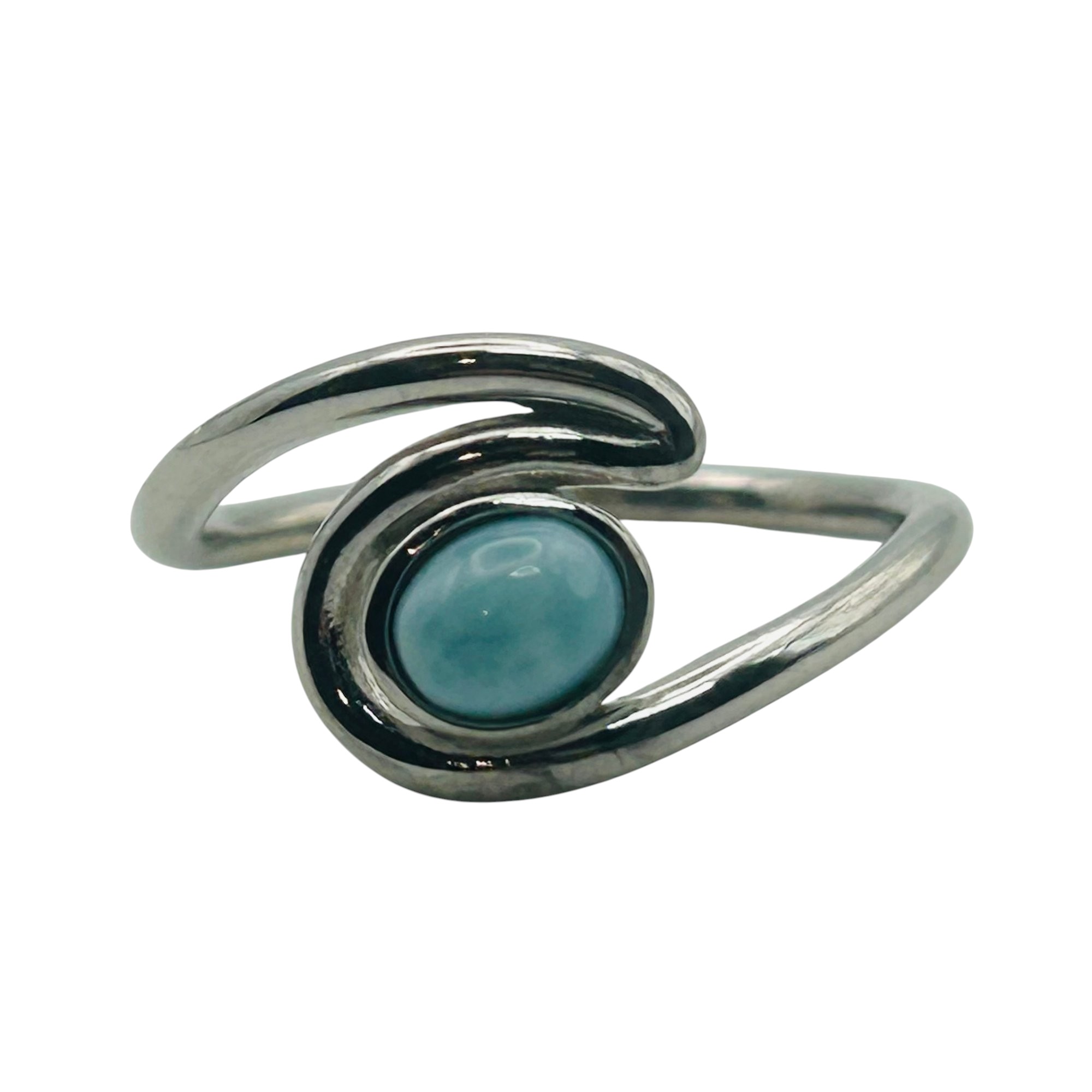Aloha Sterling Larimar Wave Ring Sz 7