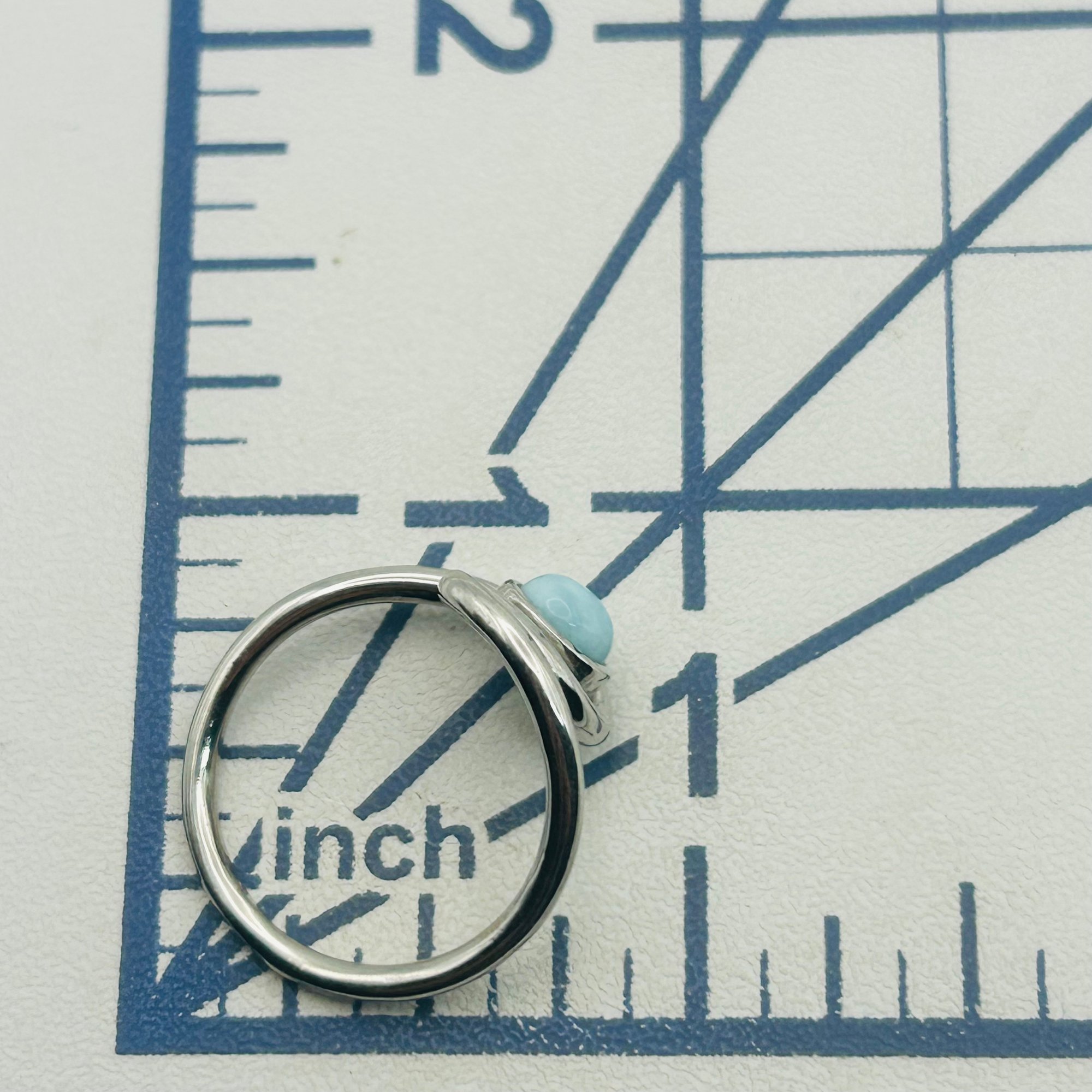 Aloha Sterling Larimar Wave Ring Sz 7