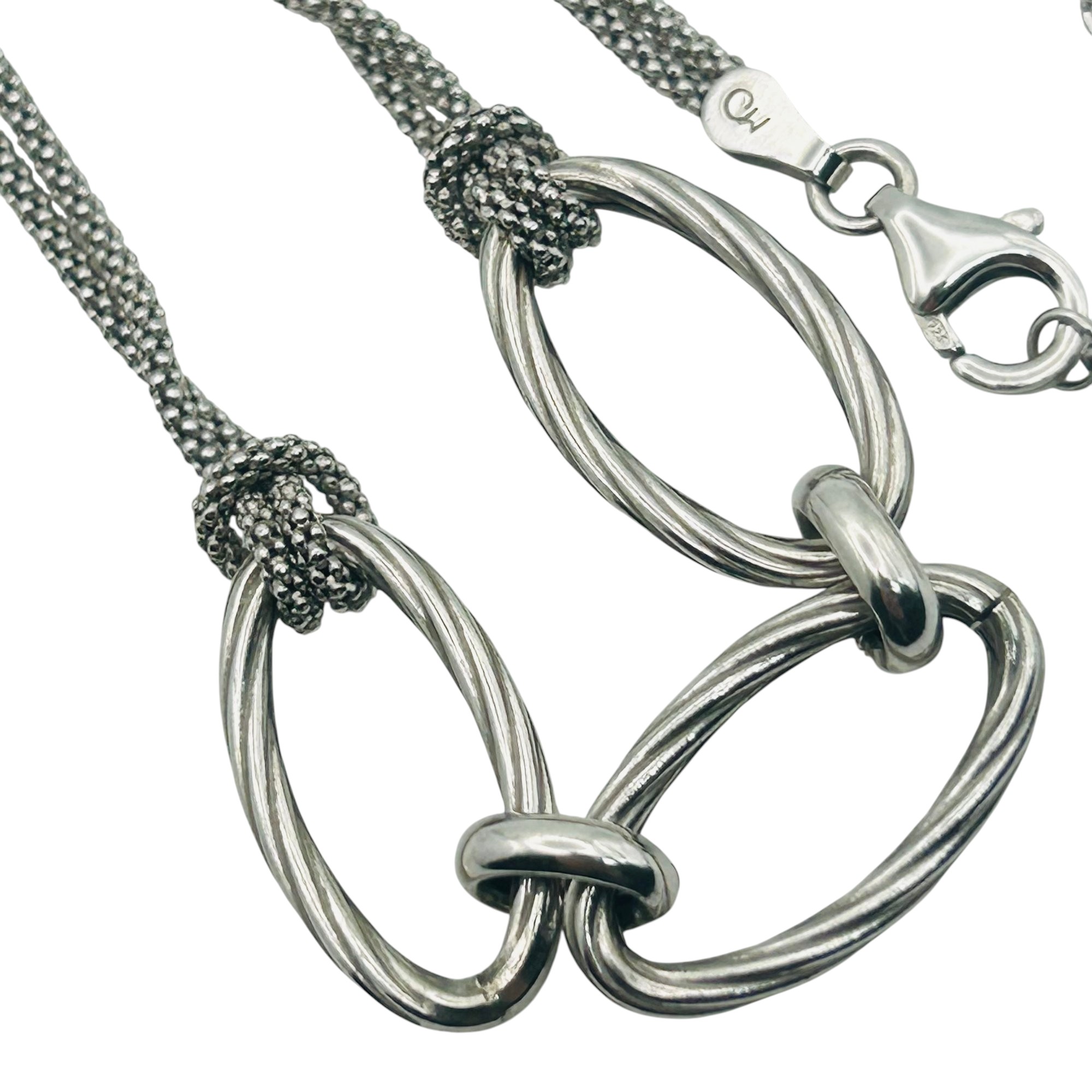 Signed Italy Sterling Popcorn Chain Necklace