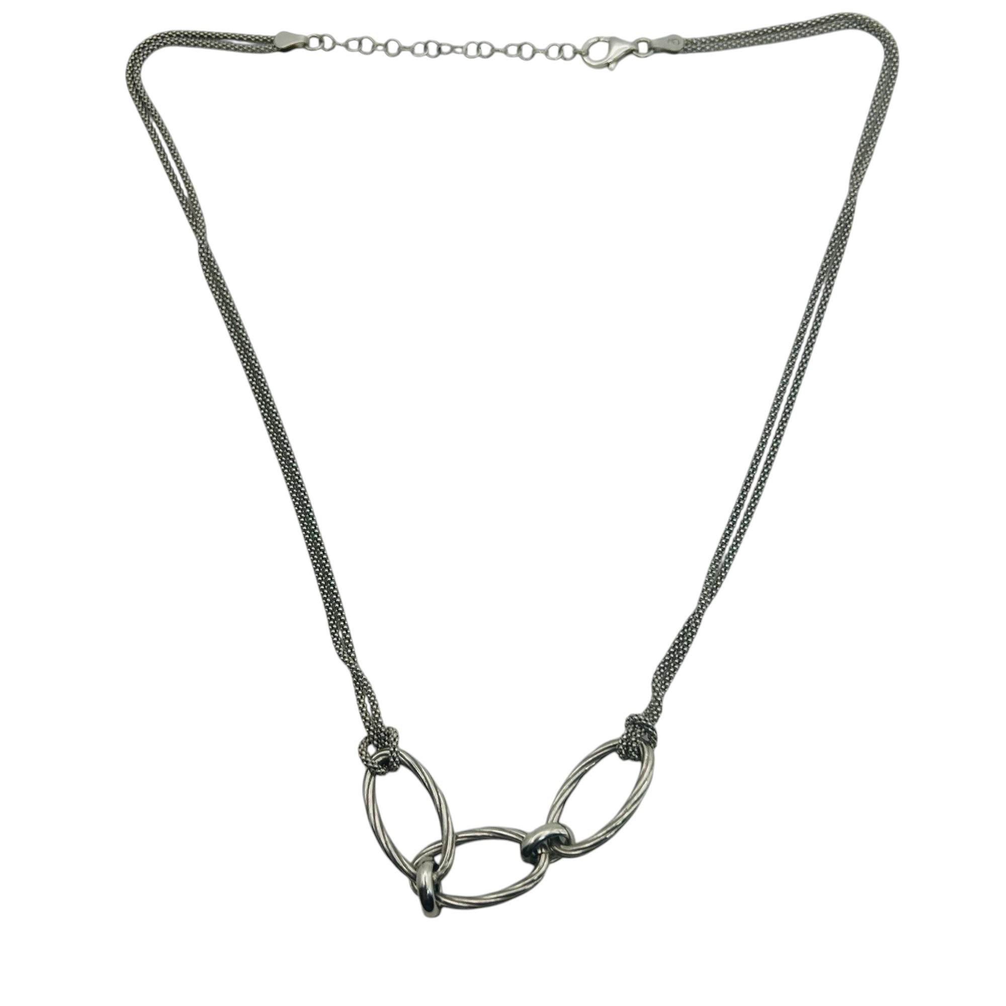 Signed Italy Sterling Popcorn Chain Necklace