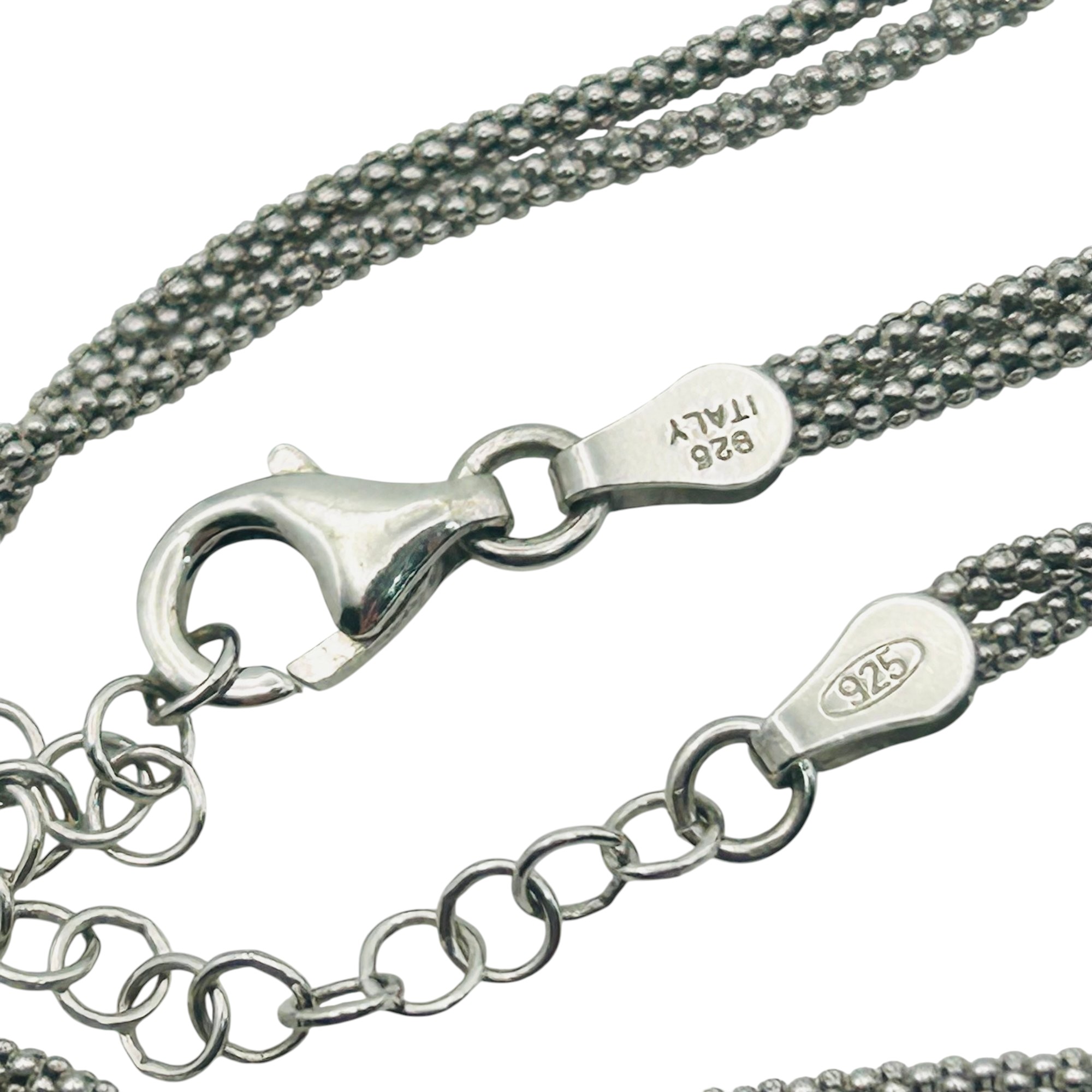 Signed Italy Sterling Popcorn Chain Necklace