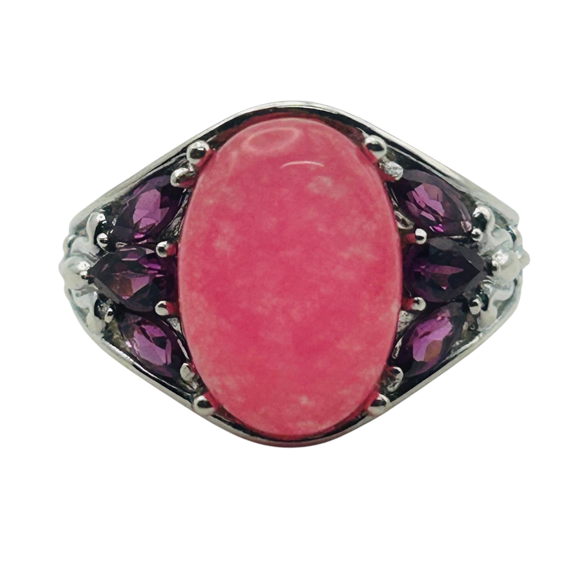 Sterling Pink Gem Amethyst Ring Sz 7