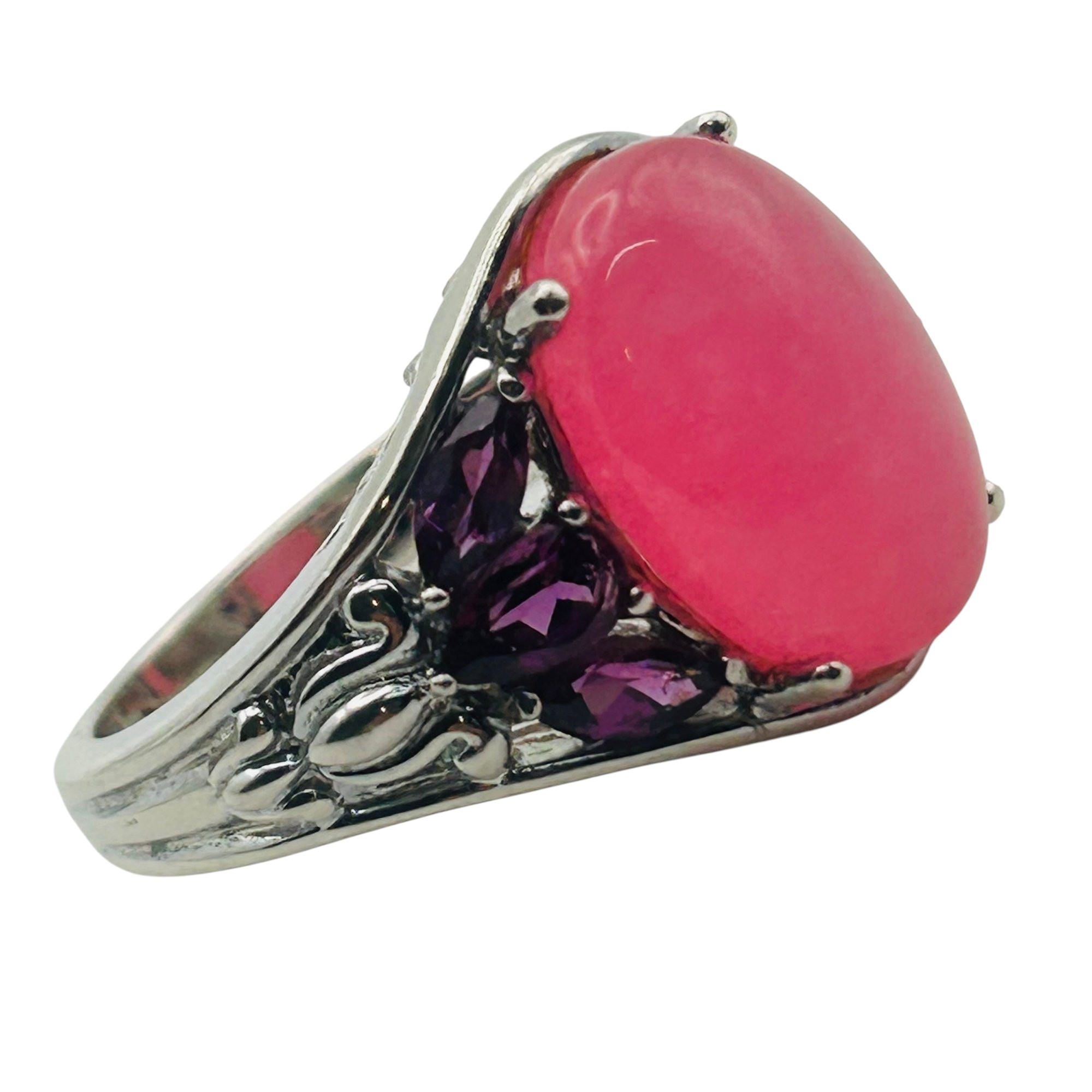 Sterling Pink Gem Amethyst Ring Sz 7