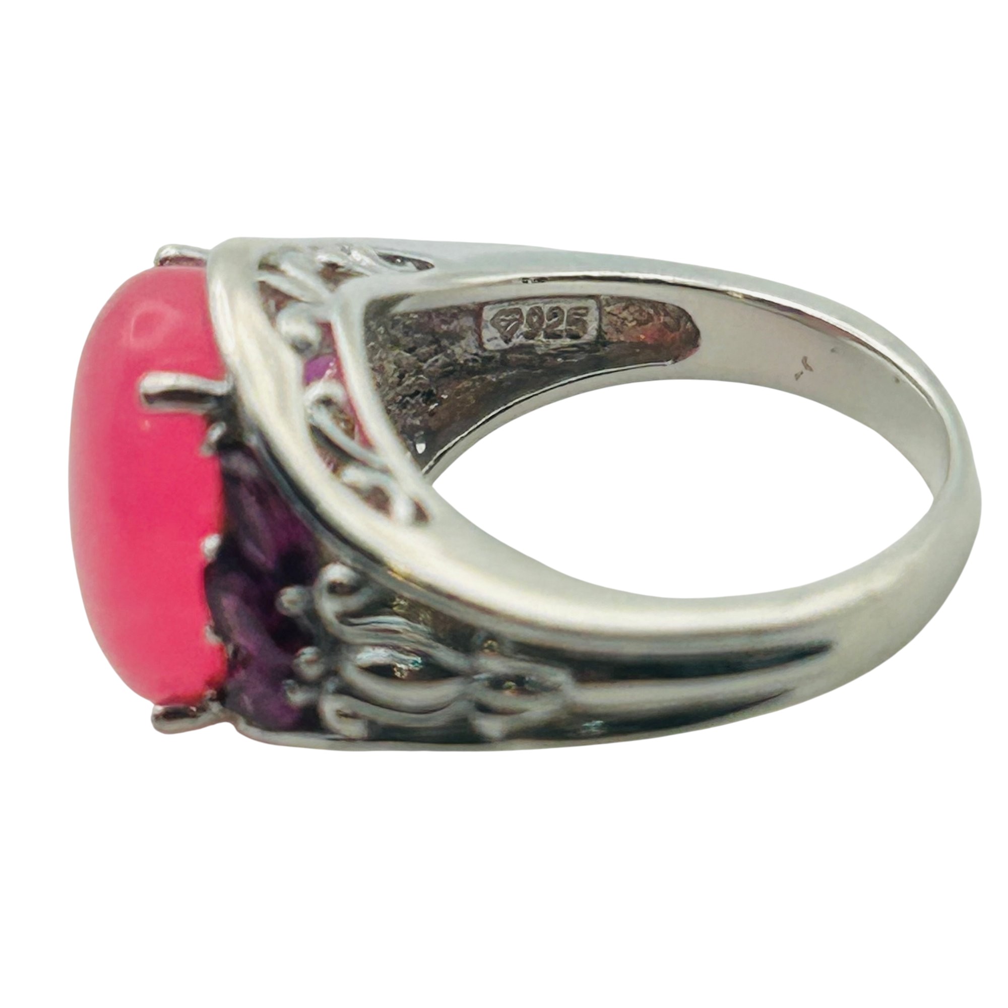 Sterling Pink Gem Amethyst Ring Sz 7