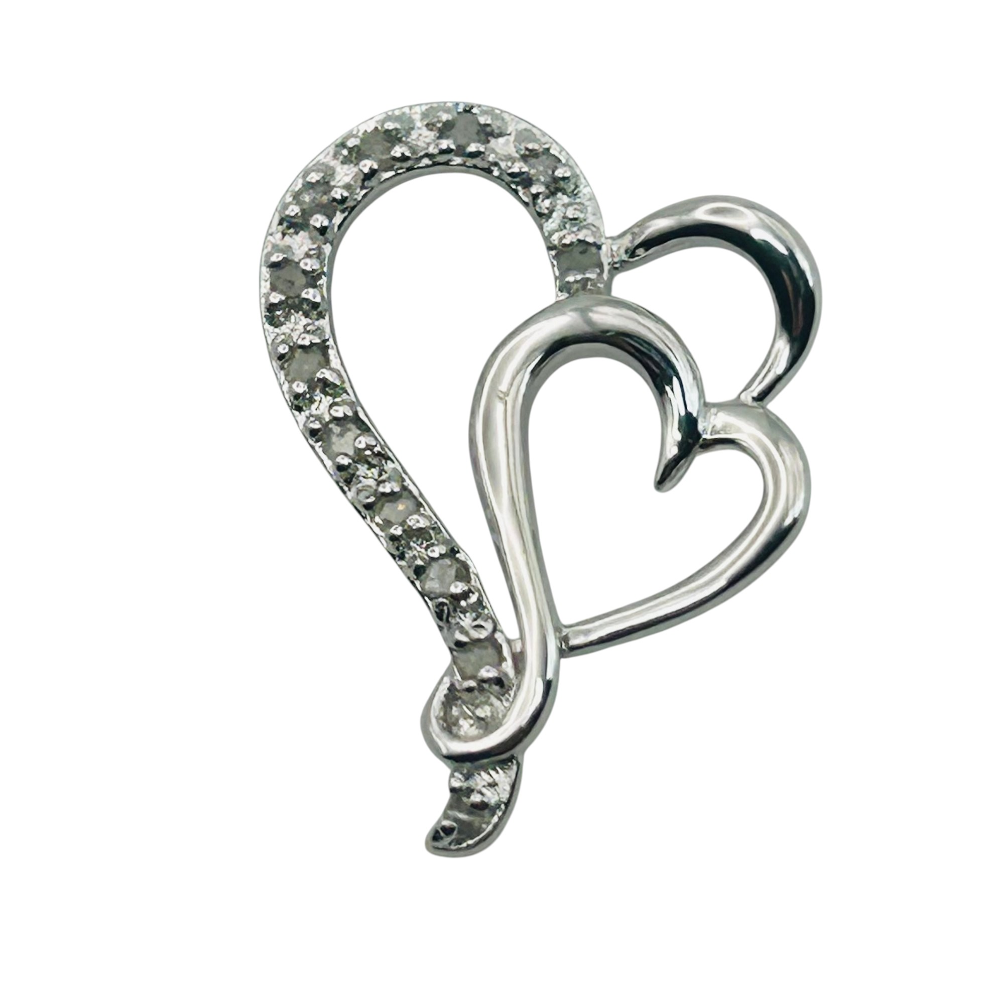 Signed Sterling 1/10 Ct Diamond Heart Pendant
