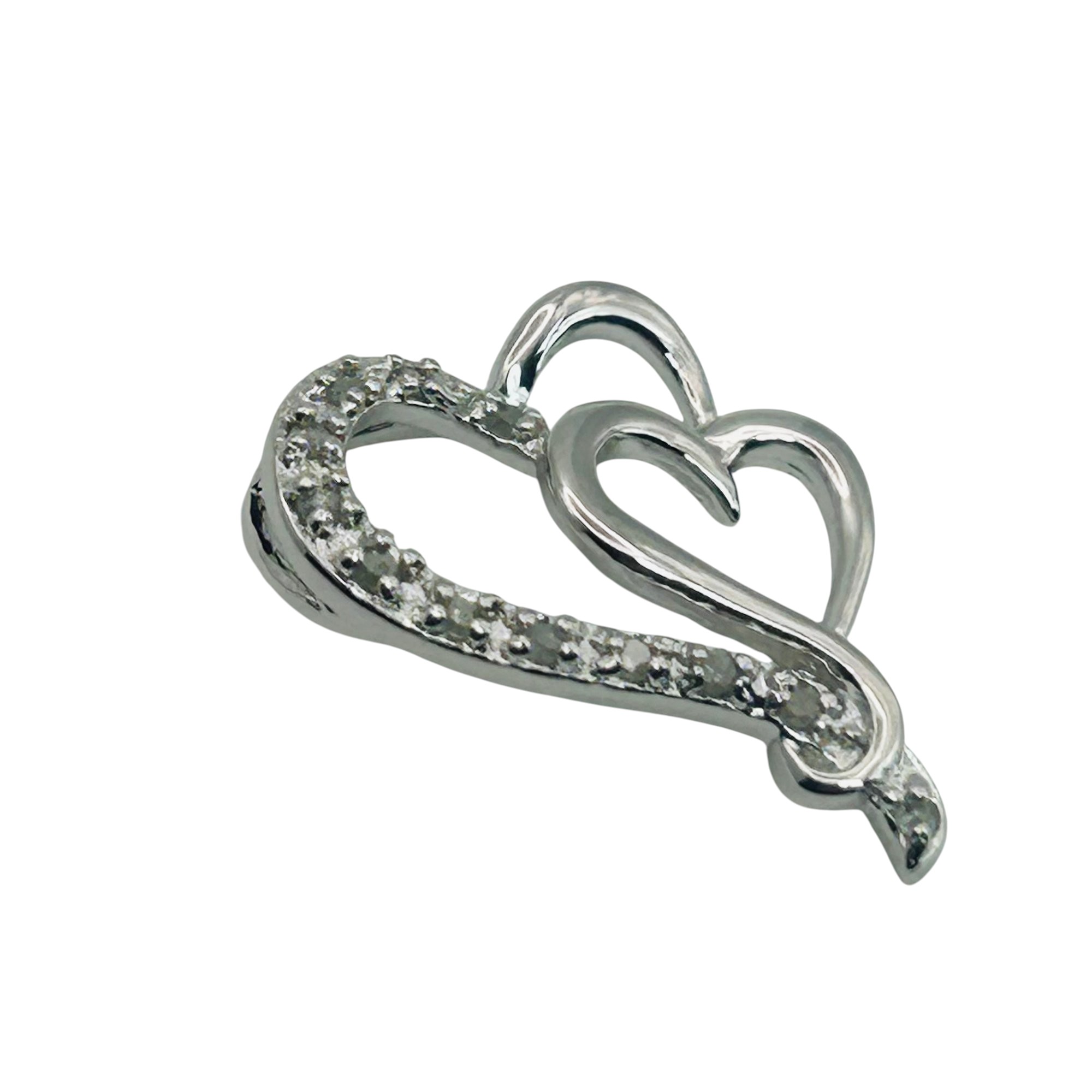 Signed Sterling 1/10 Ct Diamond Heart Pendant