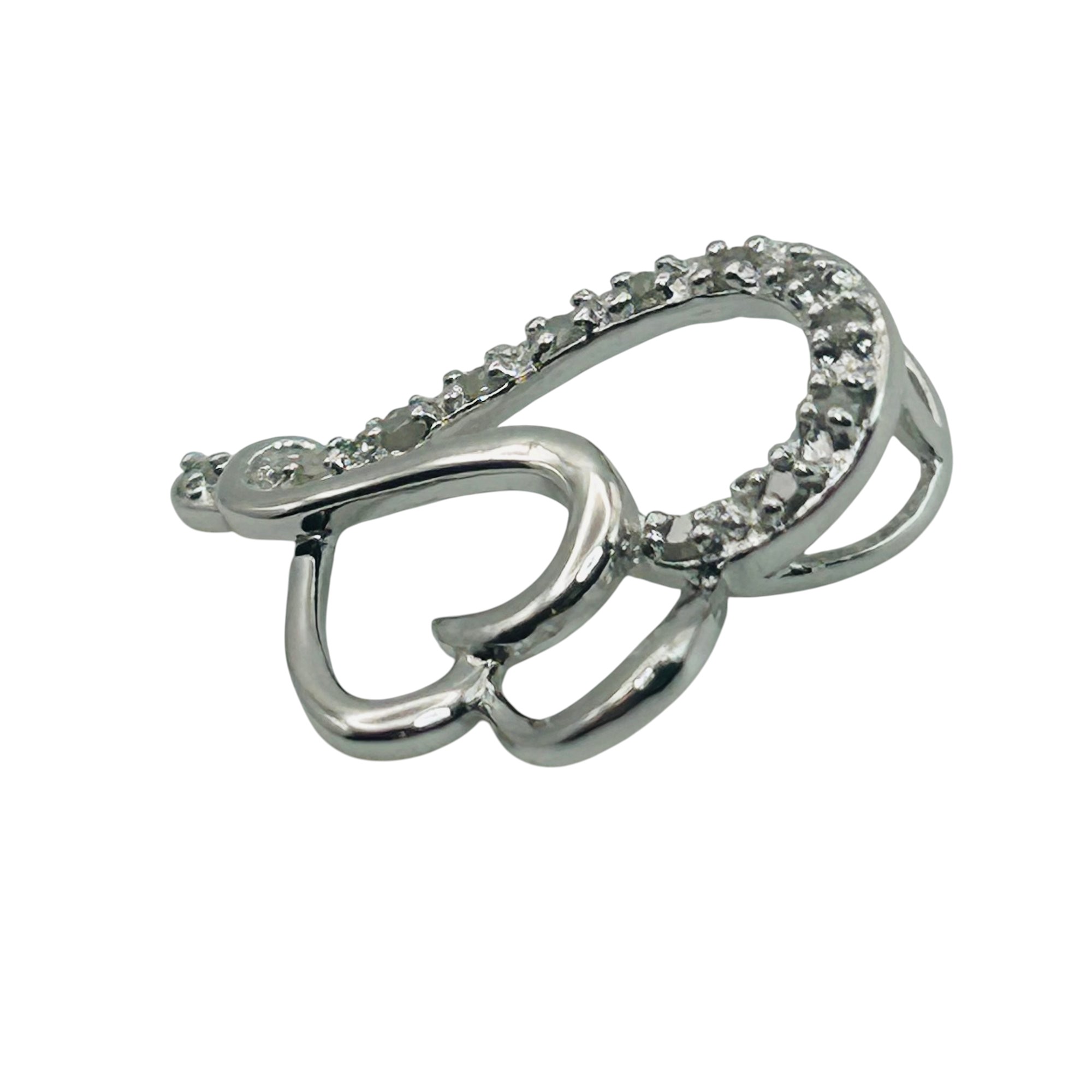 Signed Sterling 1/10 Ct Diamond Heart Pendant