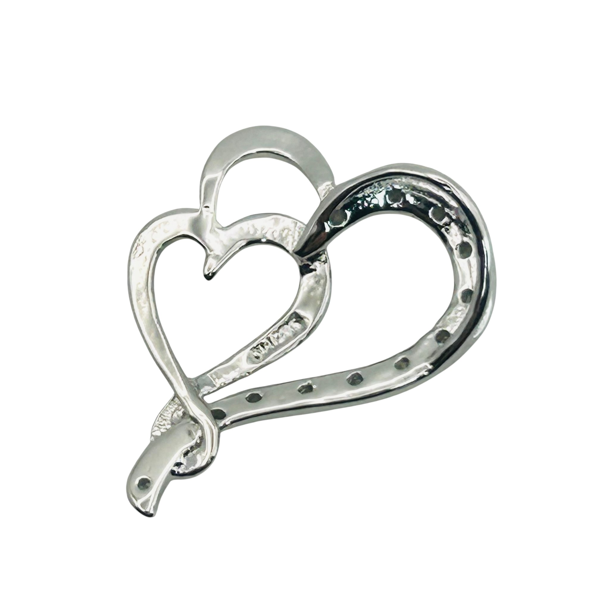 Signed Sterling 1/10 Ct Diamond Heart Pendant