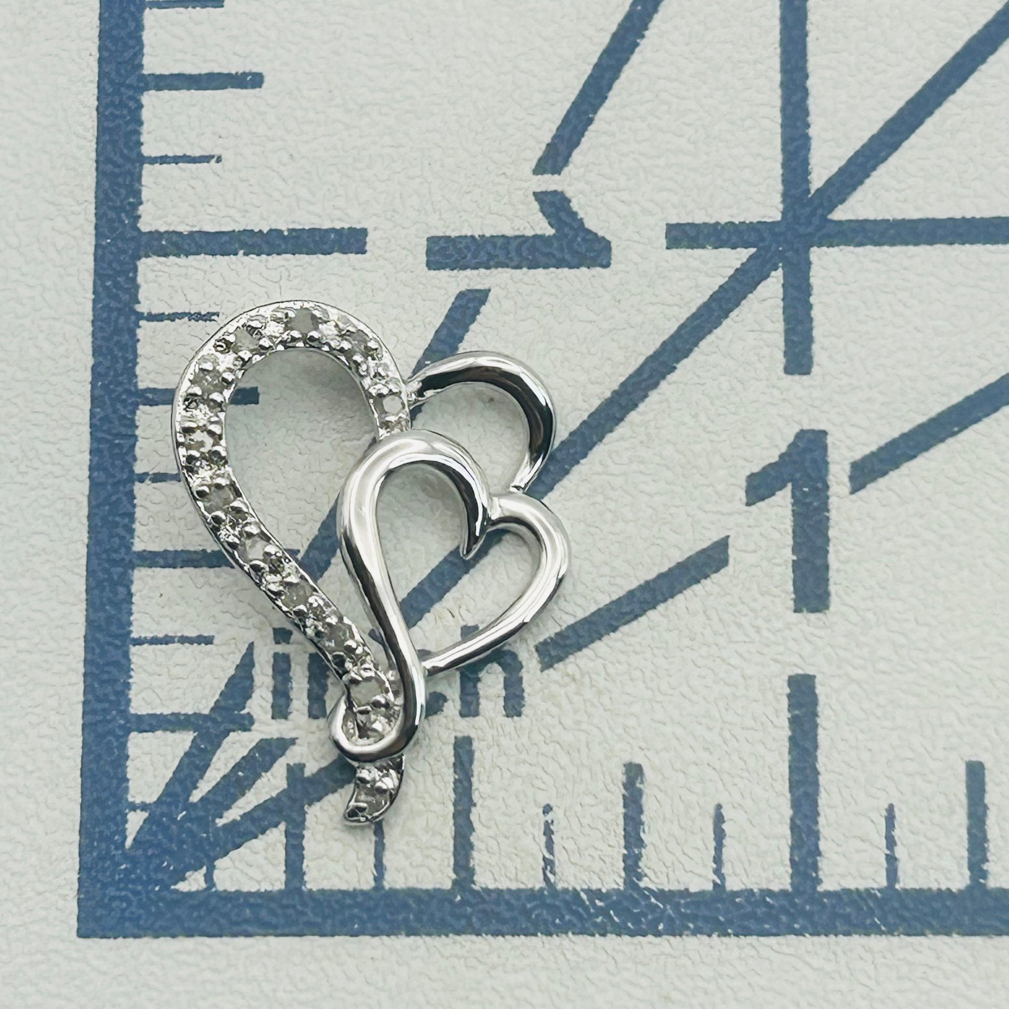 Signed Sterling 1/10 Ct Diamond Heart Pendant