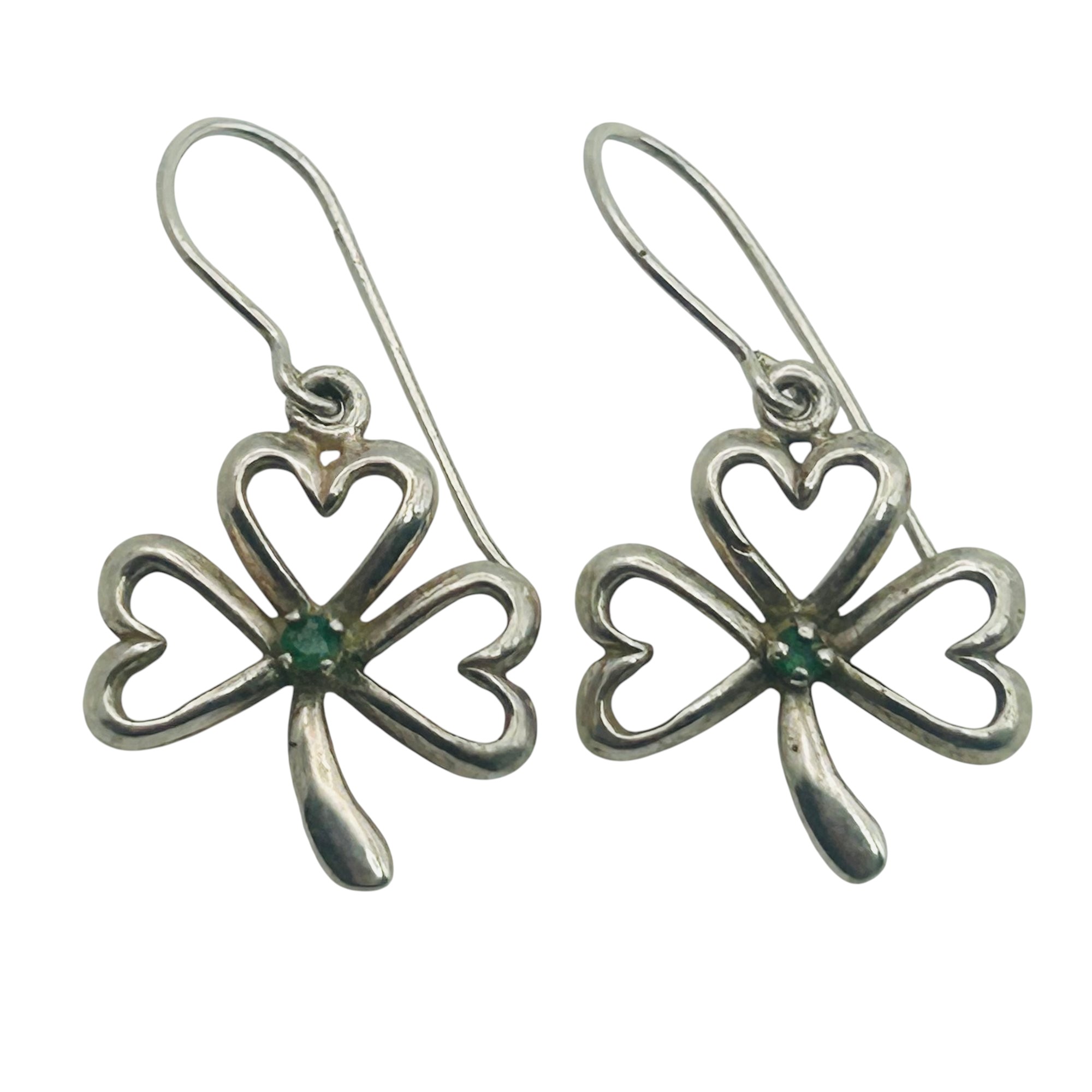 Sterling Emerald Clover Earrings