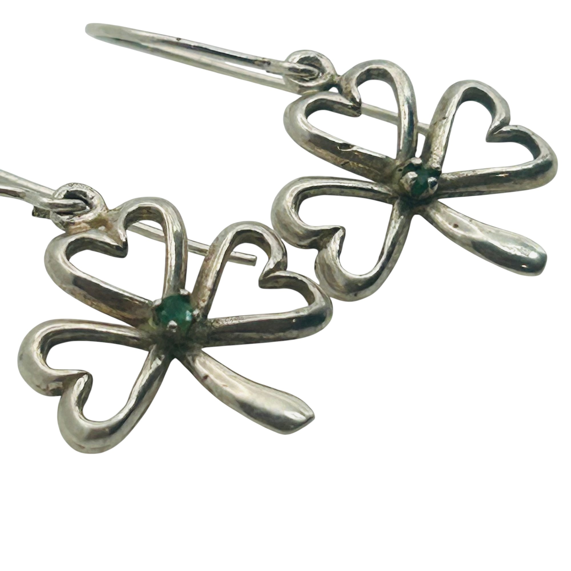 Sterling Emerald Clover Earrings