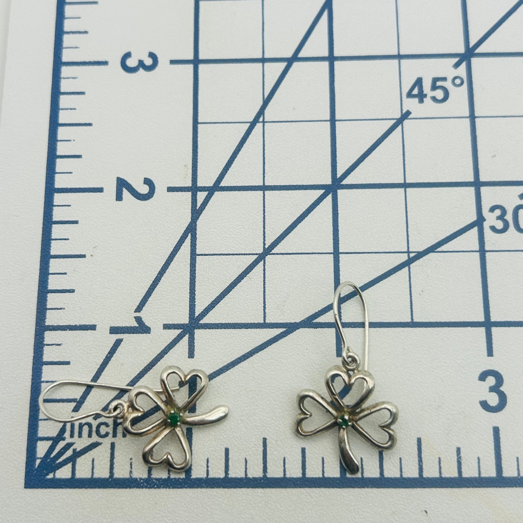 Sterling Emerald Clover Earrings