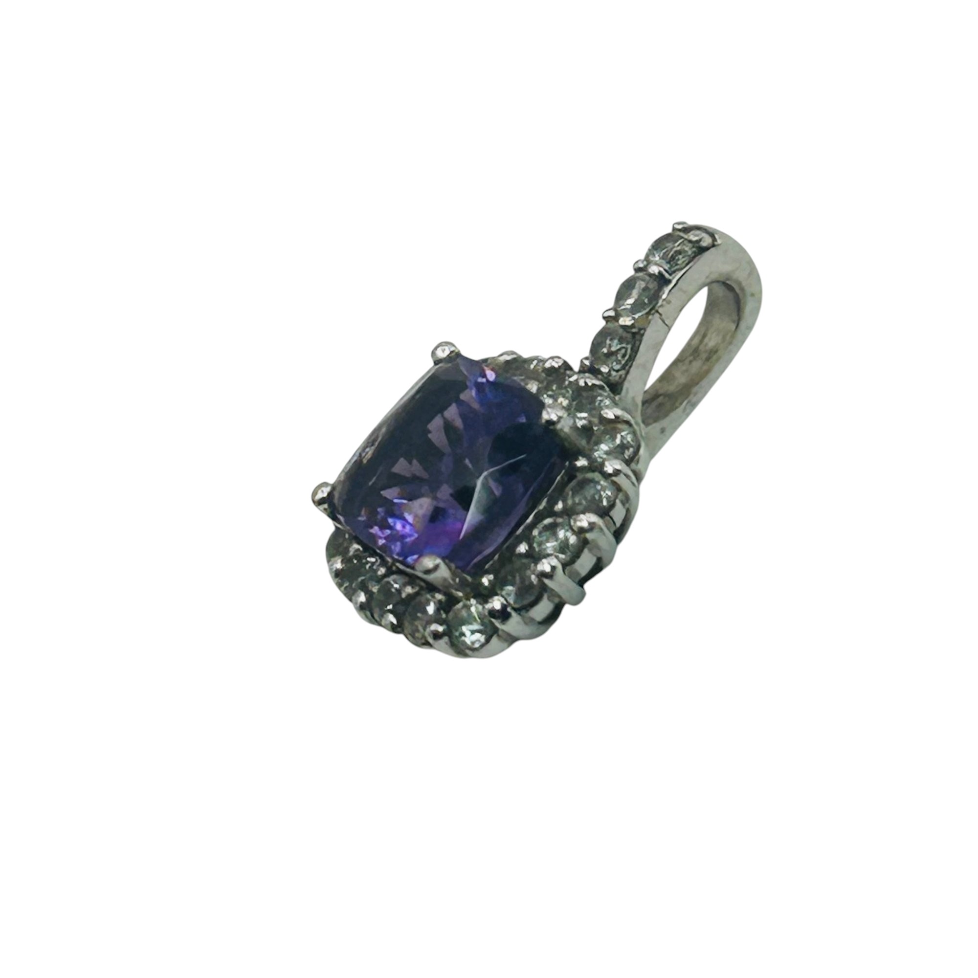 Sterling Amethyst Topaz Halo Set Pendant