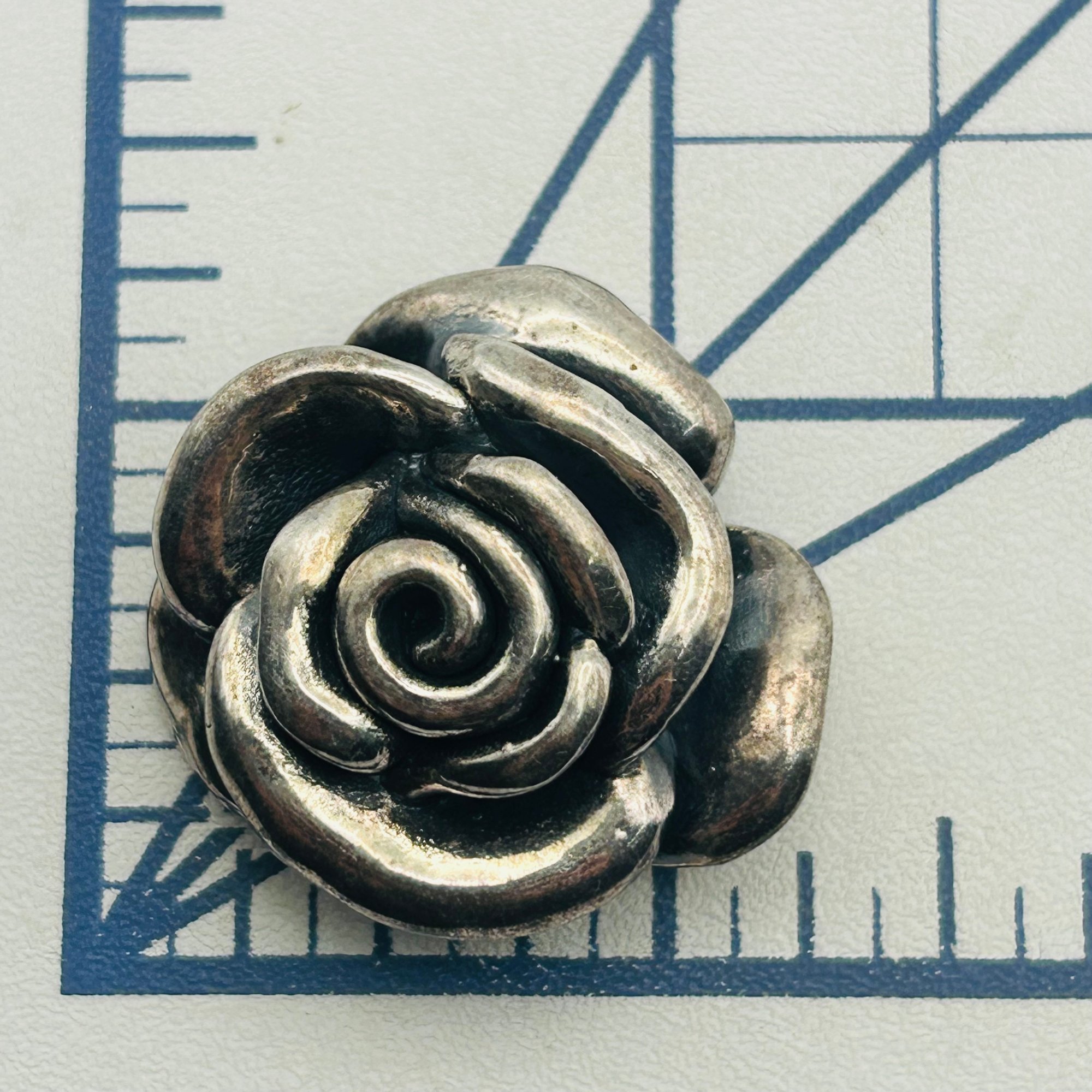 Sterling Rose Puffy Pendant