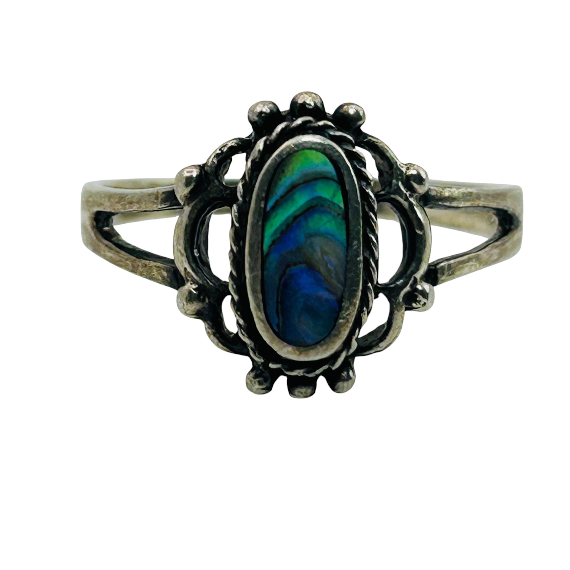 Sterling Abalone Ring Sz 9.5