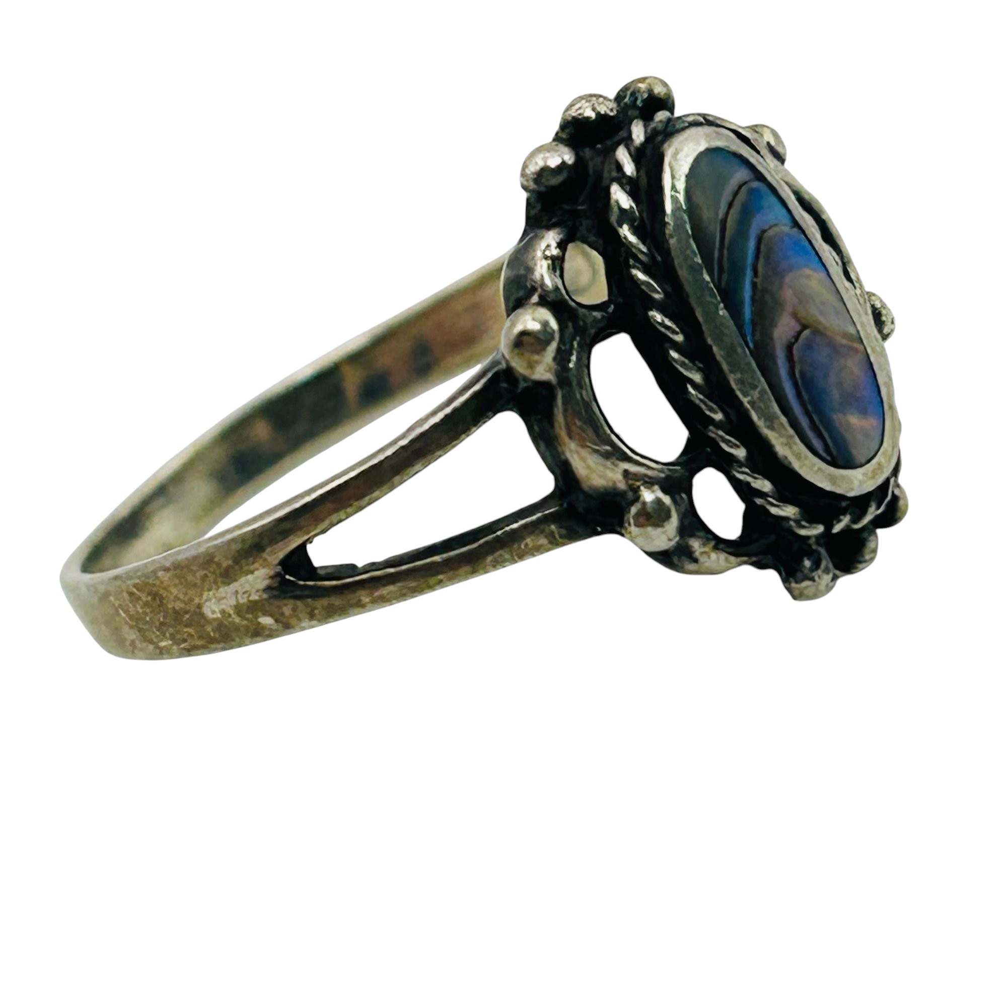 Sterling Abalone Ring Sz 9.5