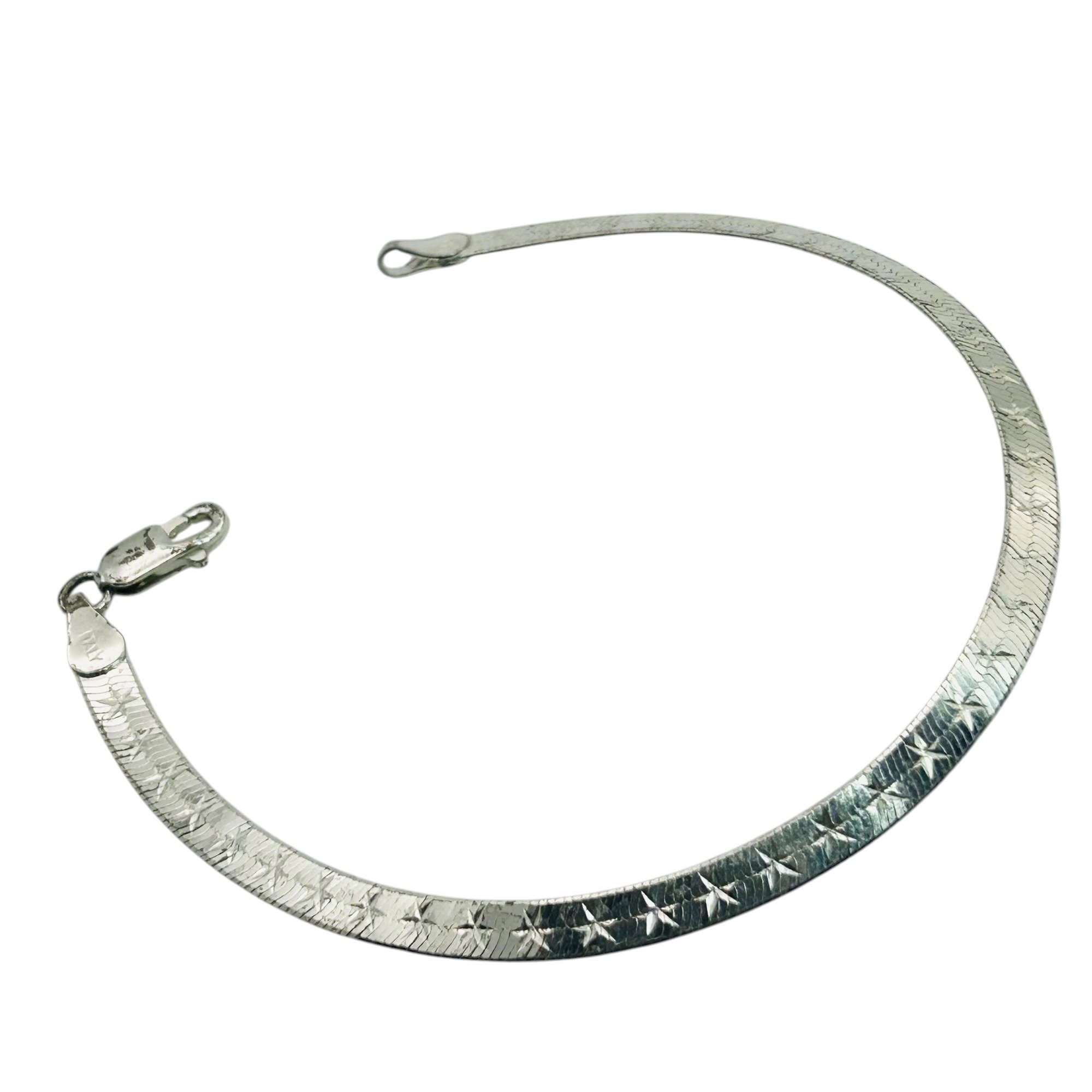 Signed Italy Sterling Flat Snake Chain Bracelet