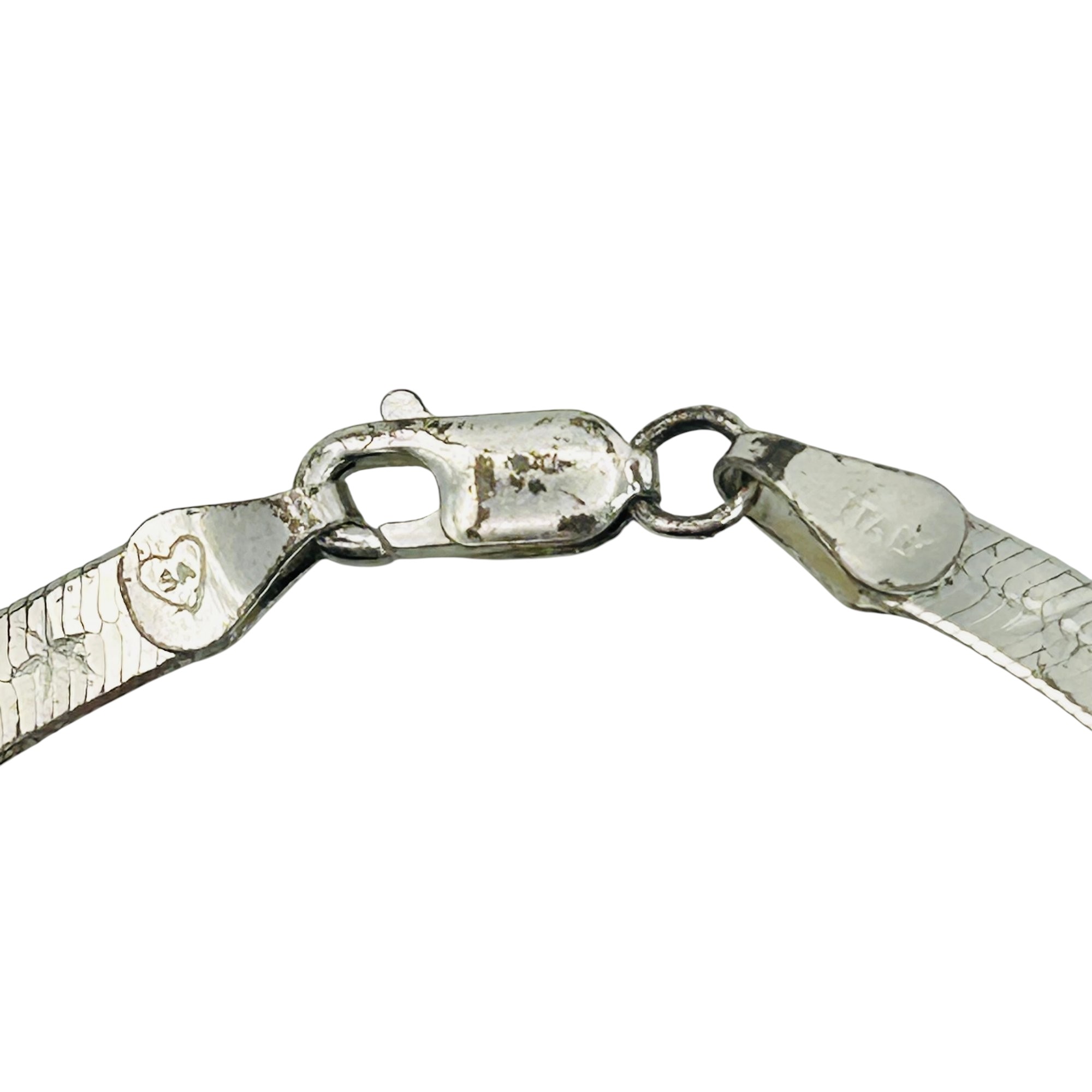 Signed Italy Sterling Flat Snake Chain Bracelet