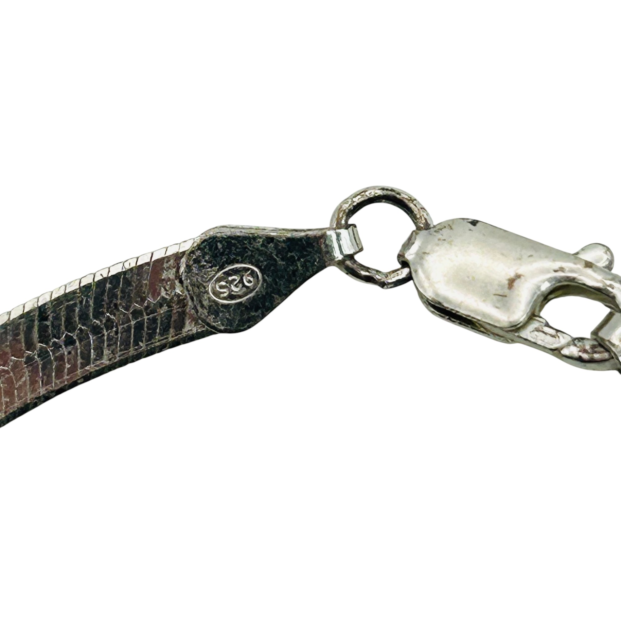 Signed Italy Sterling Flat Snake Chain Bracelet