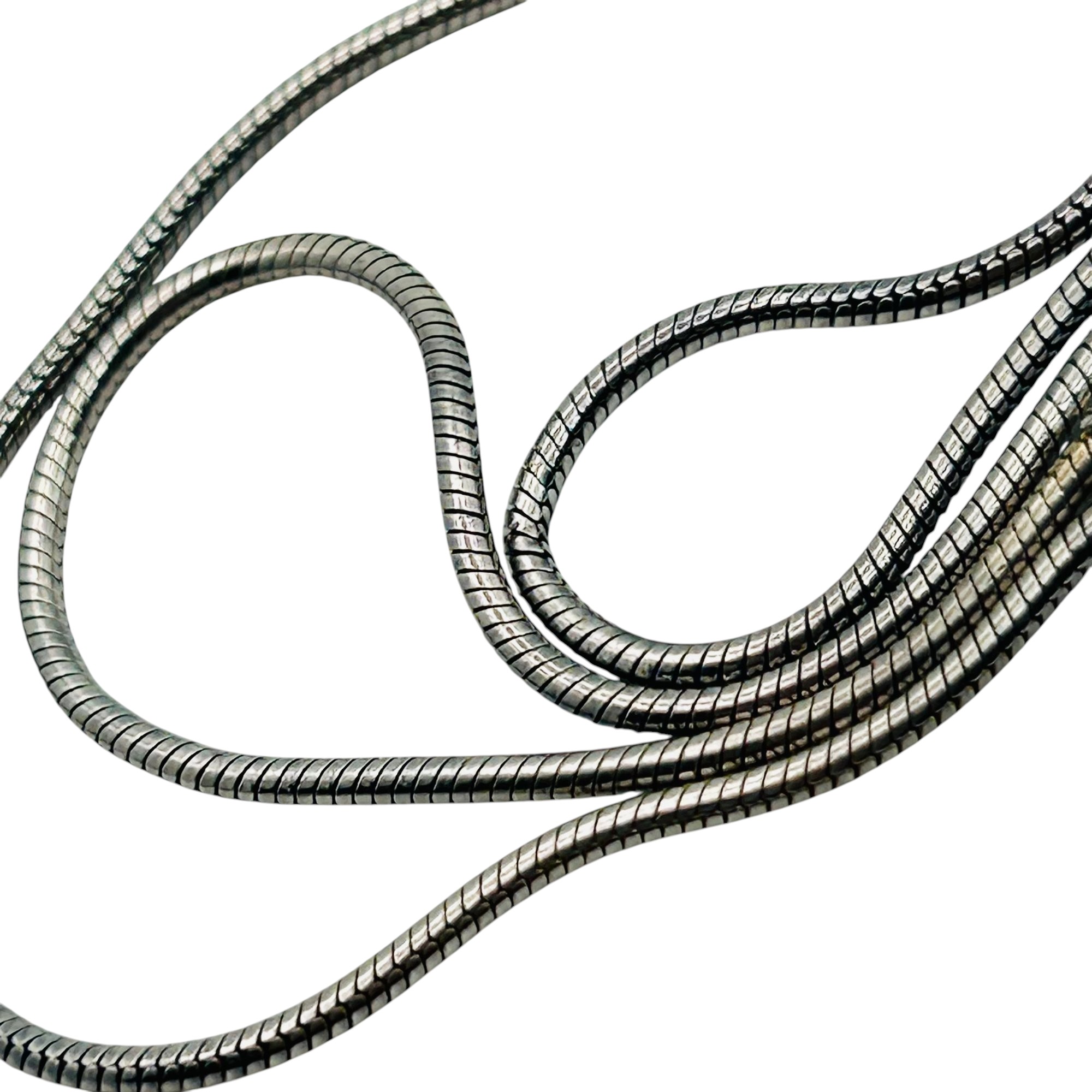 Signed Italy Sterling Round Snake Chain Necklace