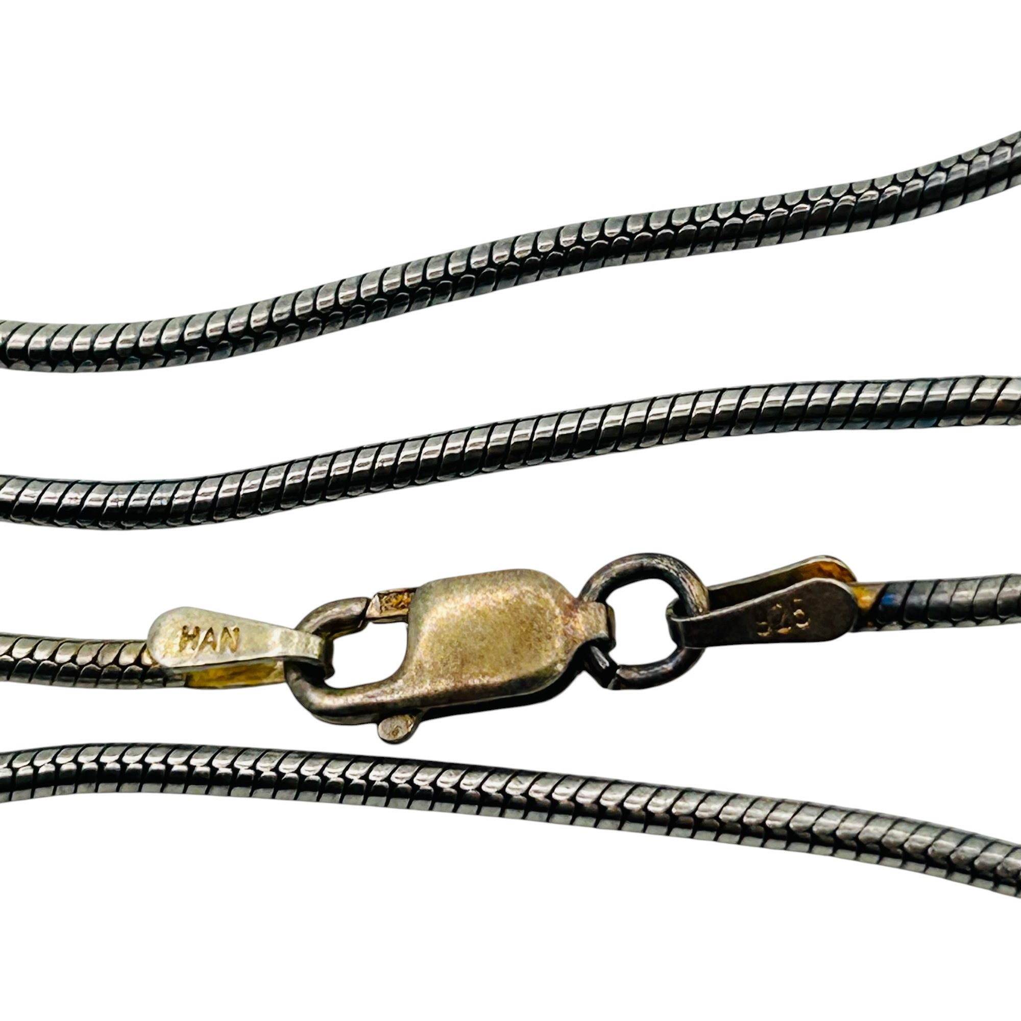 Signed Italy Sterling Round Snake Chain Necklace