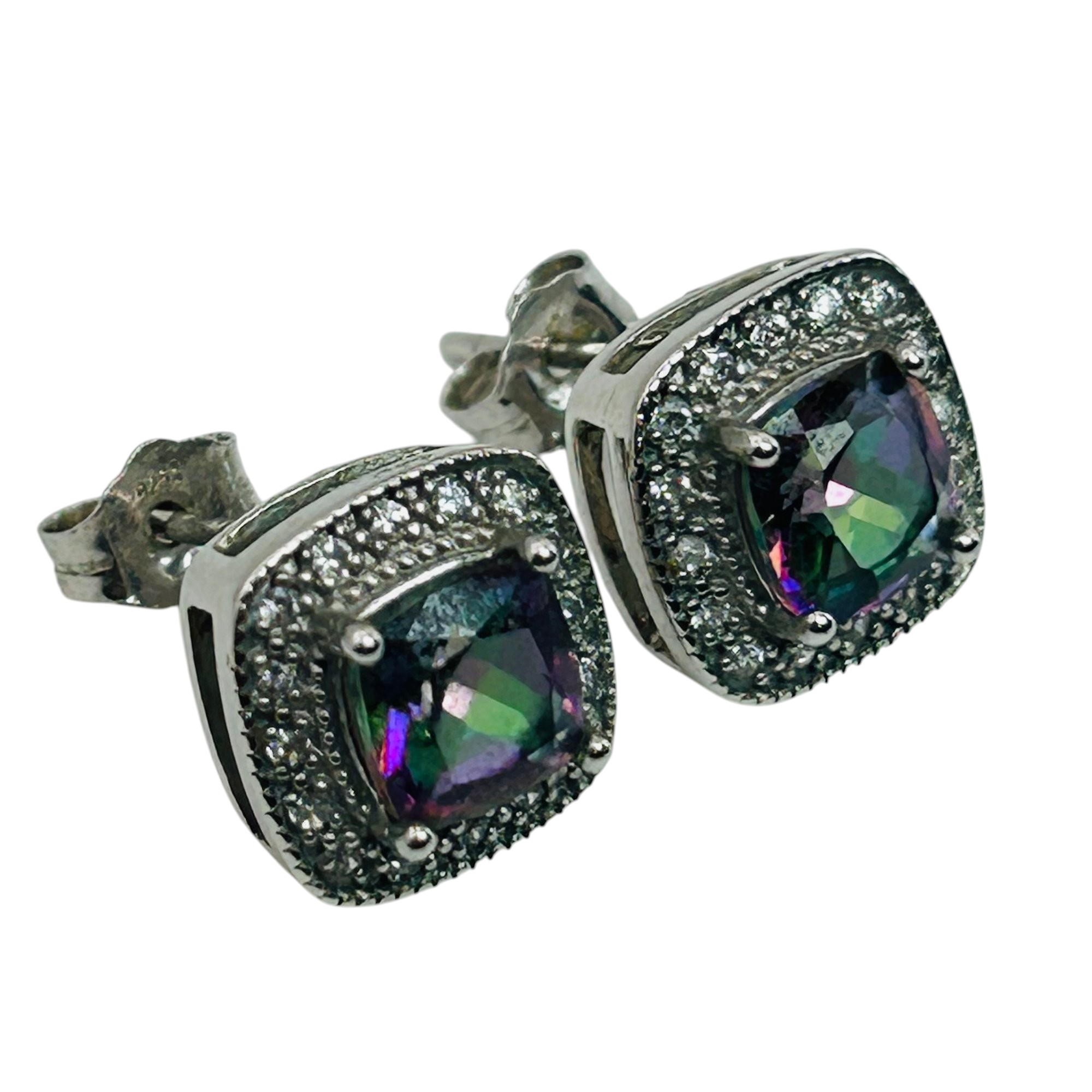 Signed Sterling Mystic Topaz Earrings