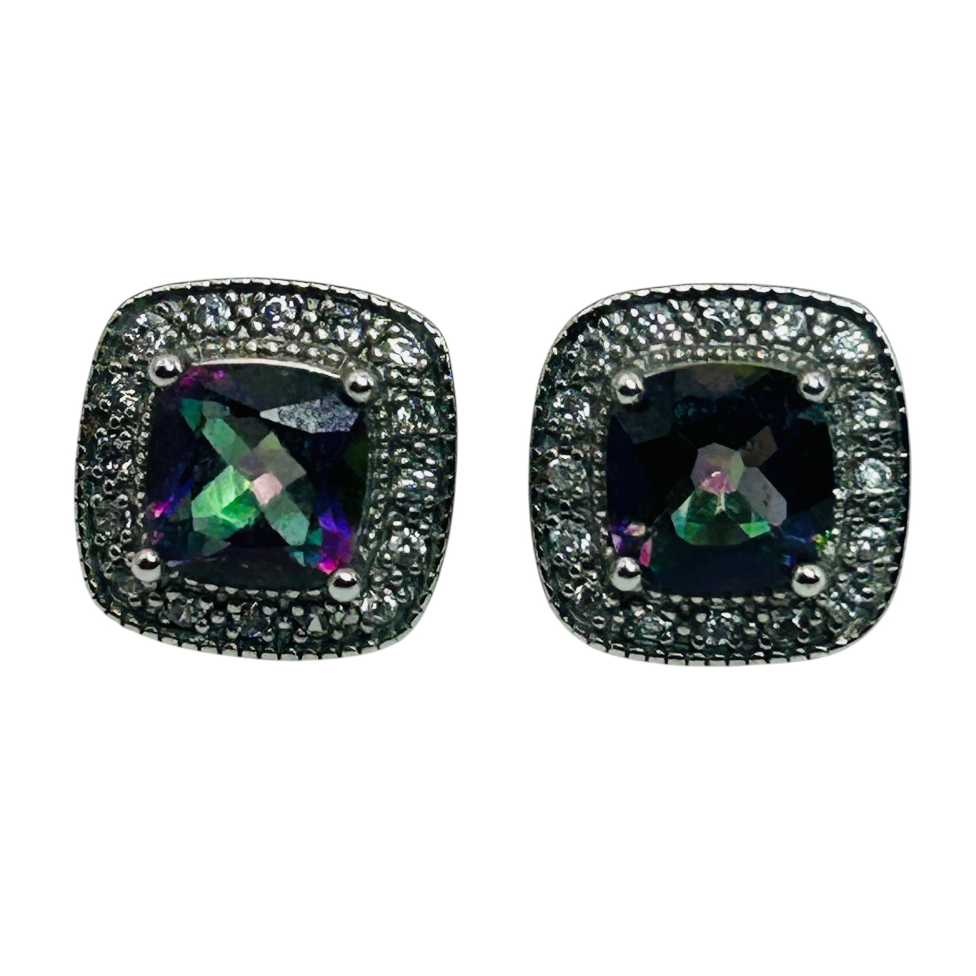 Signed Sterling Mystic Topaz Earrings