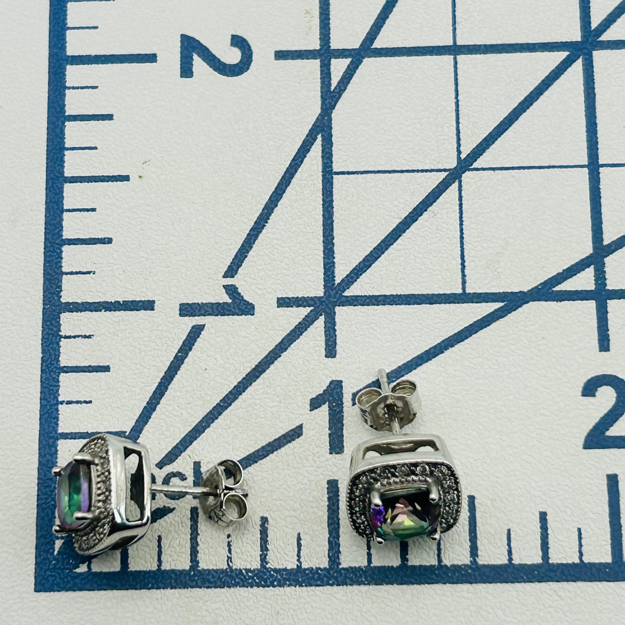 Signed Sterling Mystic Topaz Earrings
