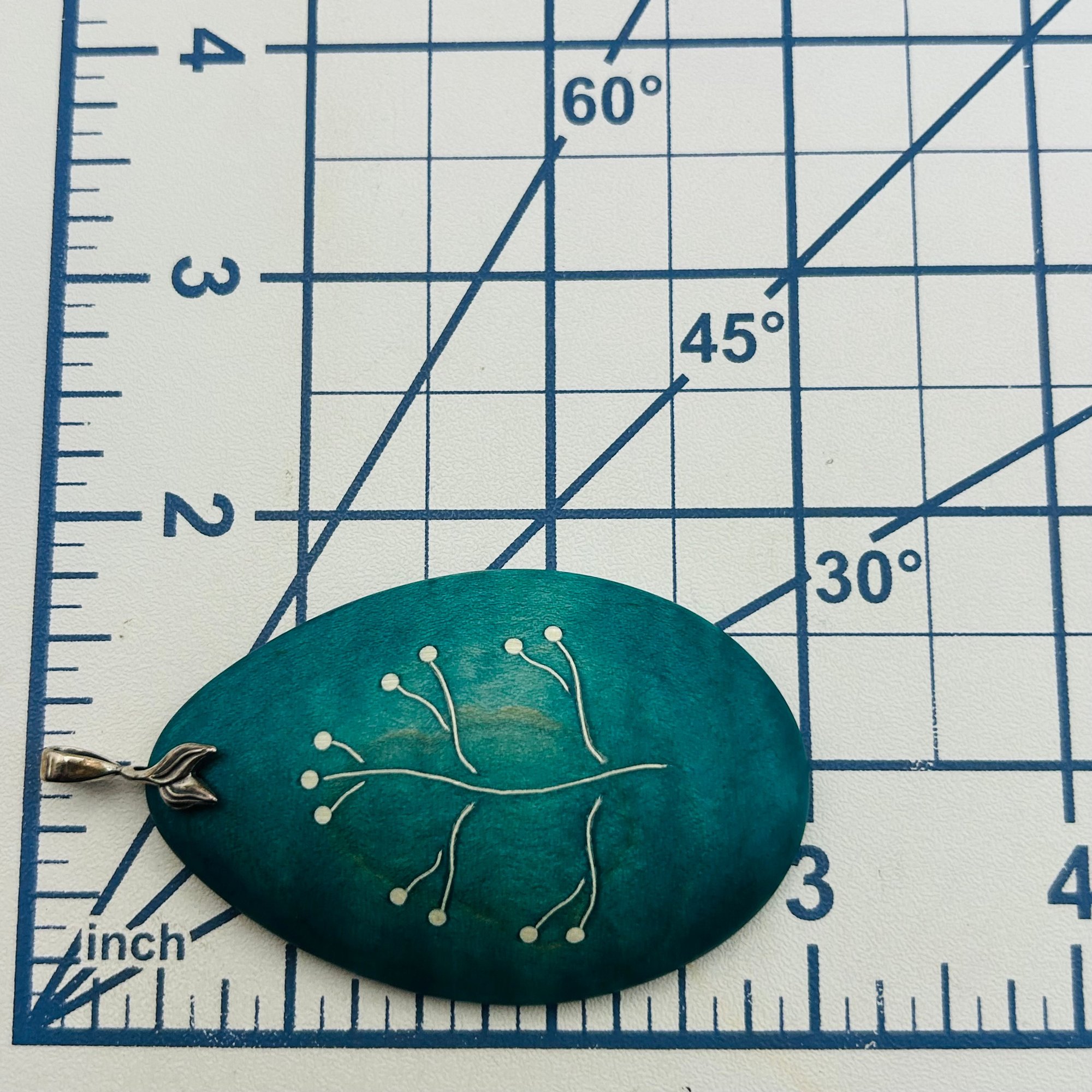 Signed Sterling Clasp Wooden Pendant