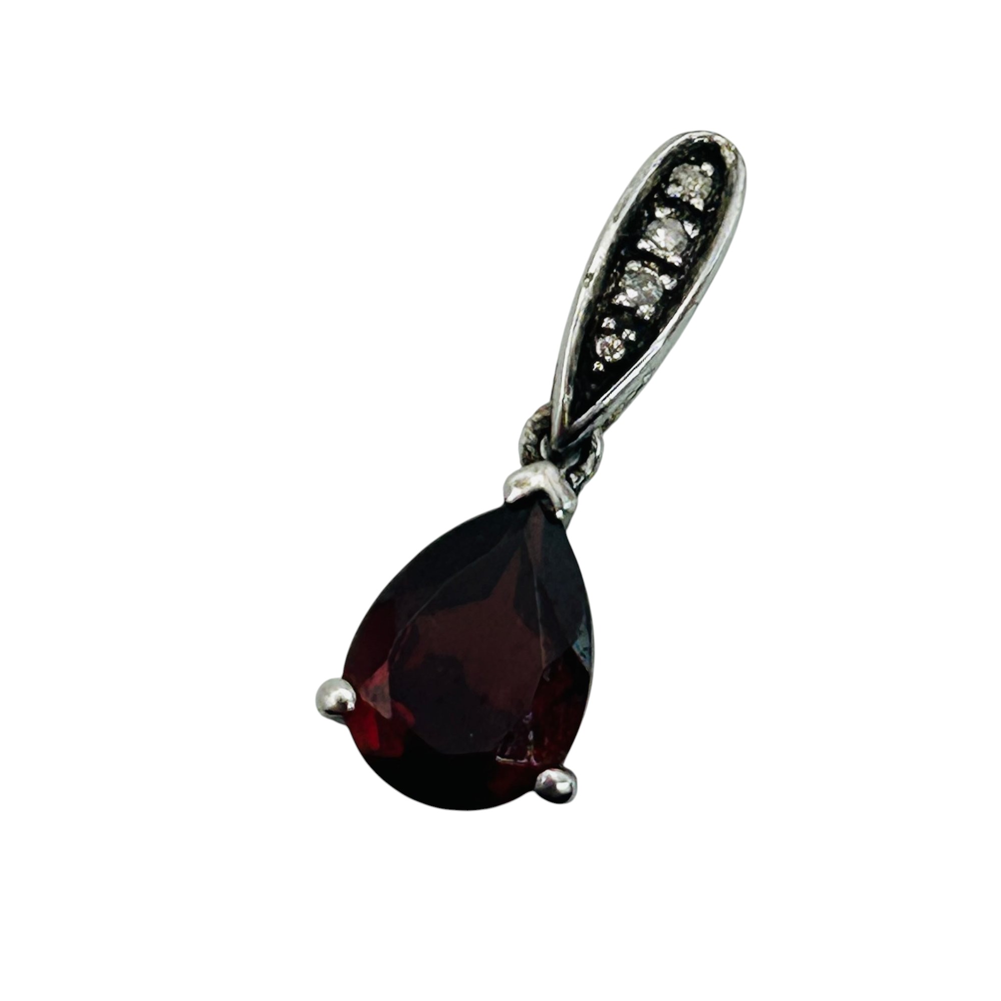 Sterling Garnet Diamond Pendant