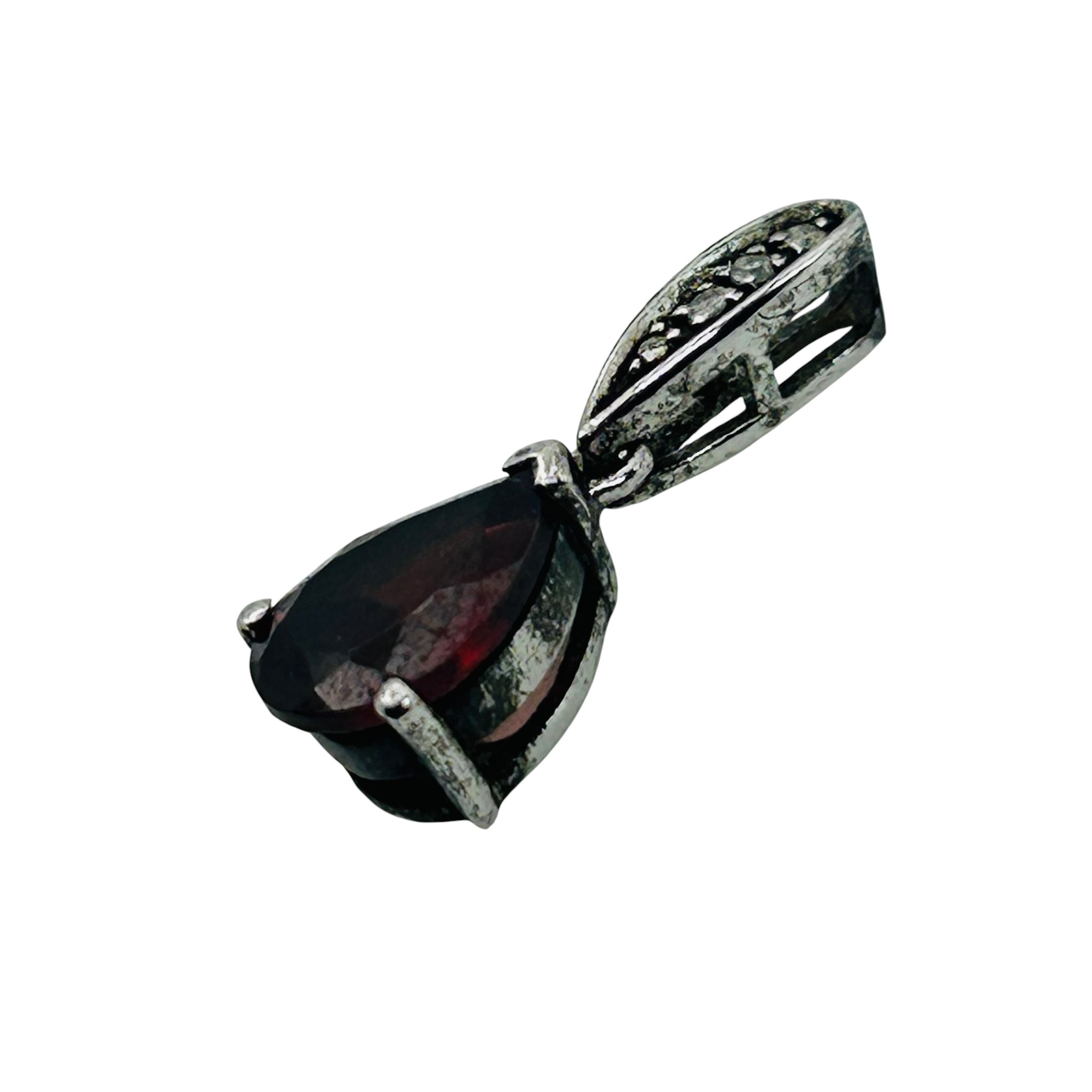 Sterling Garnet Diamond Pendant