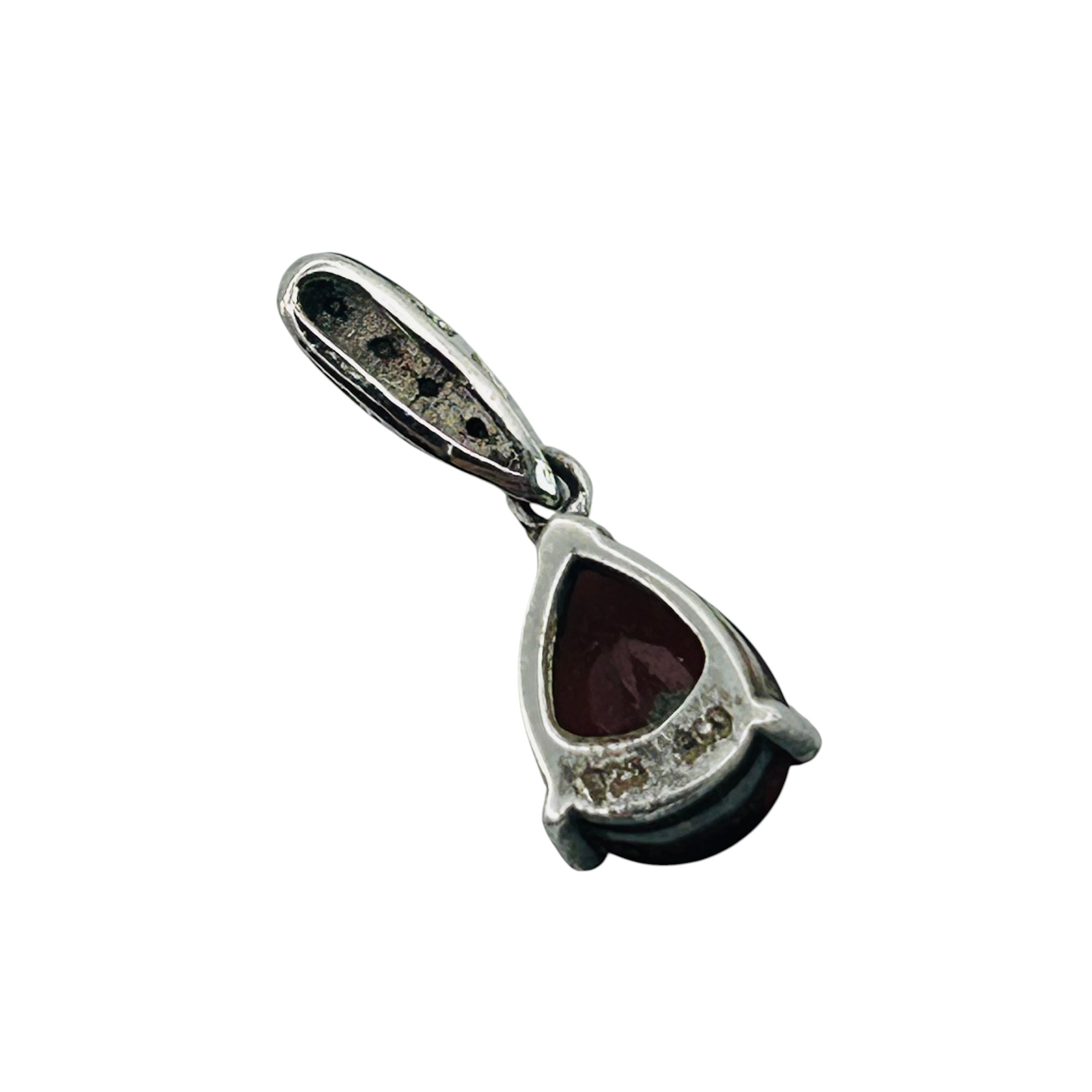 Sterling Garnet Diamond Pendant