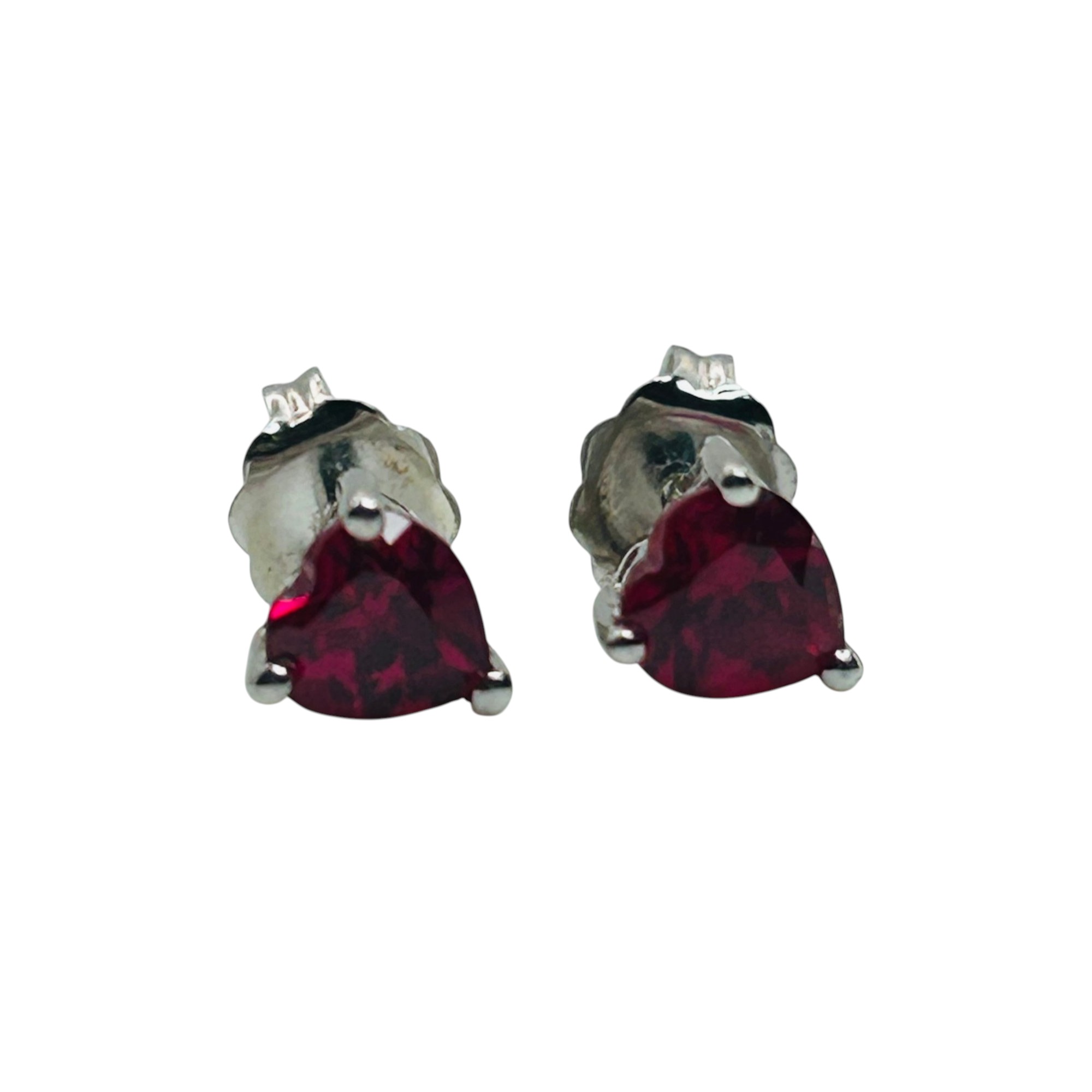 Sterling Ruby Heart Earrings