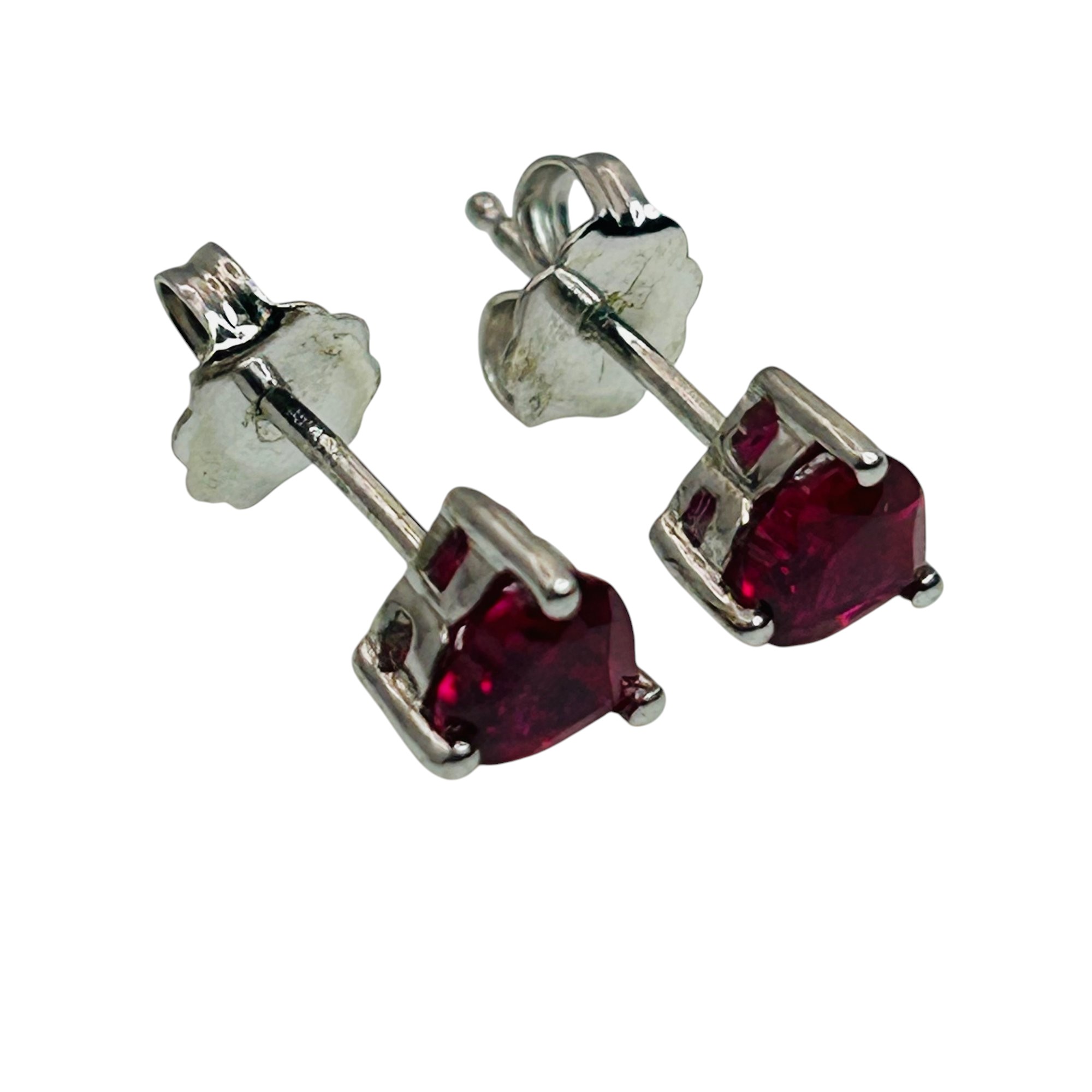 Sterling Ruby Heart Earrings