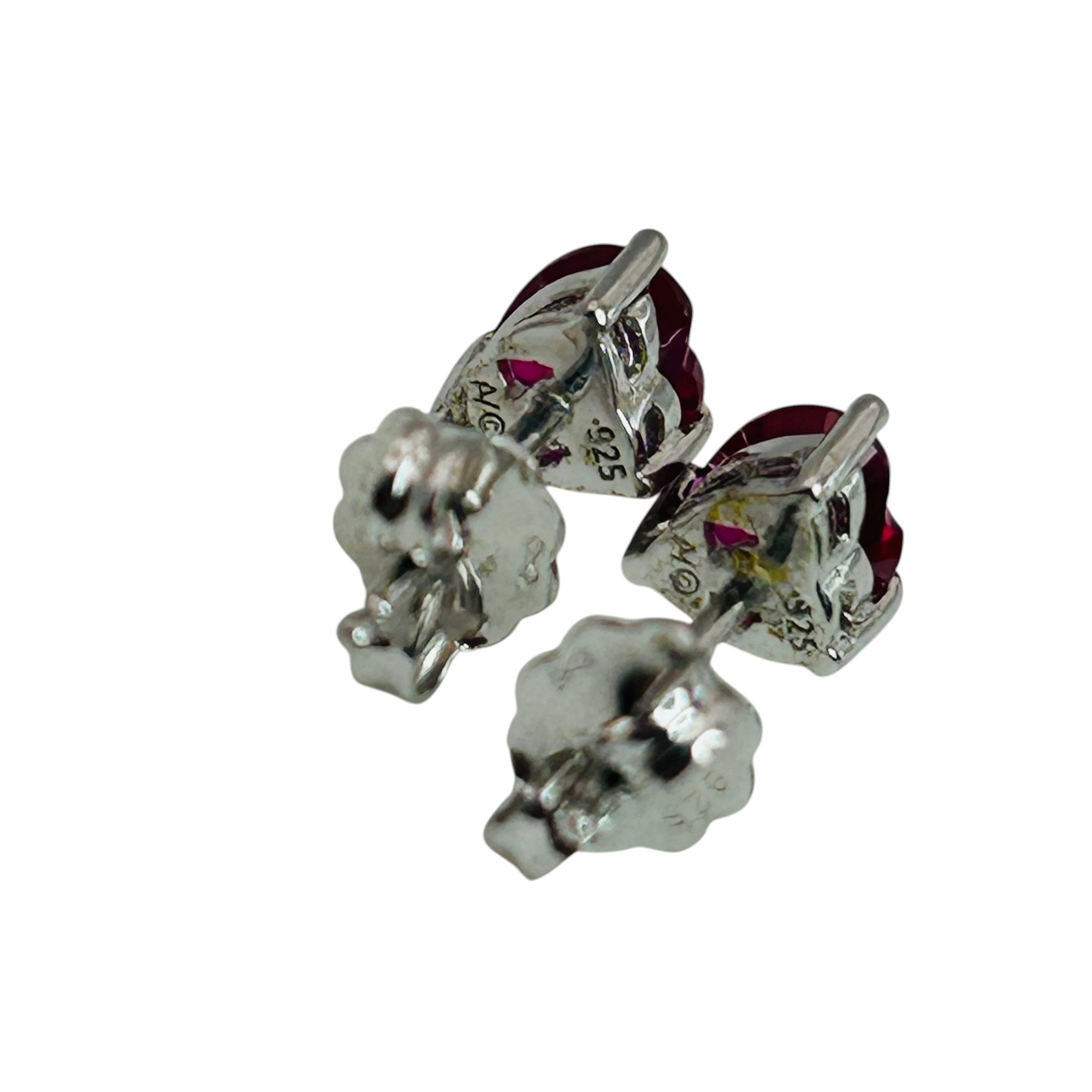 Sterling Ruby Heart Earrings