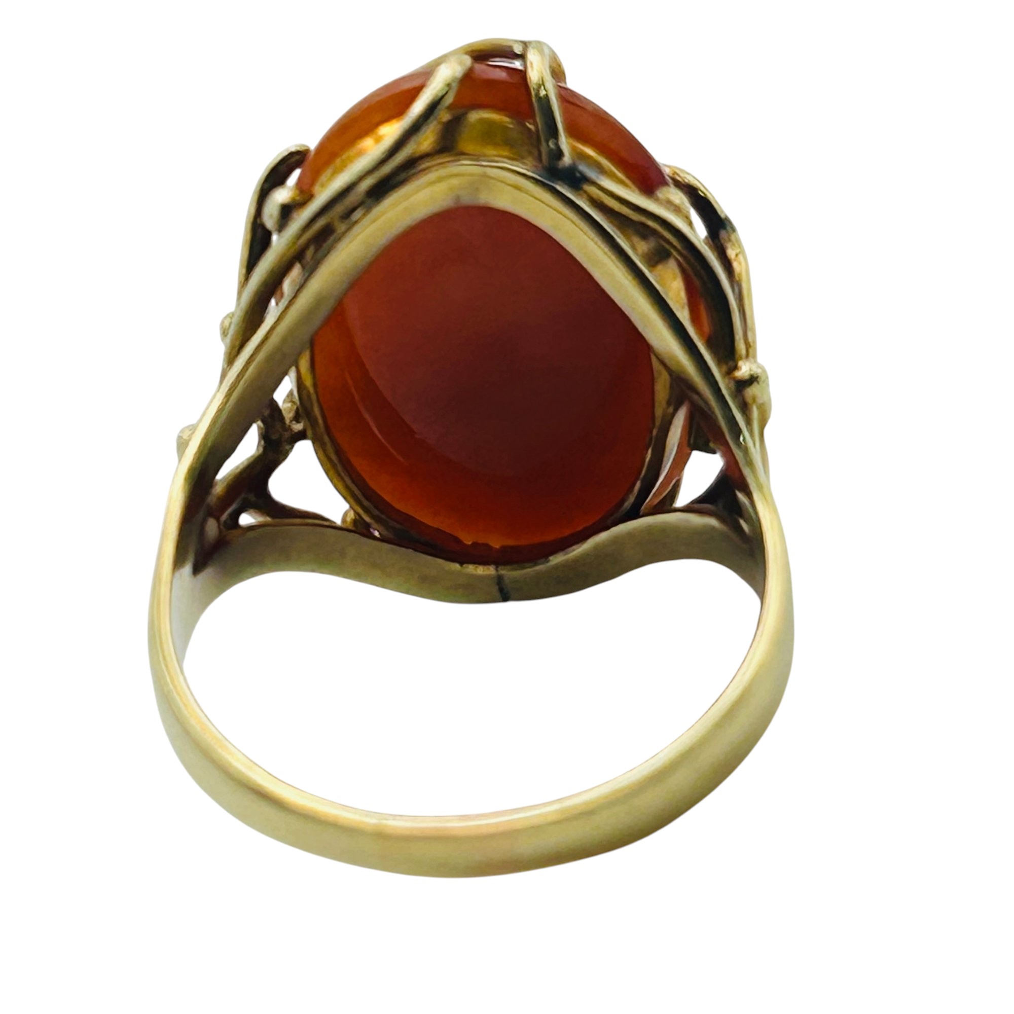 Sterling Red Jade Vine Detail Ring Sz 9