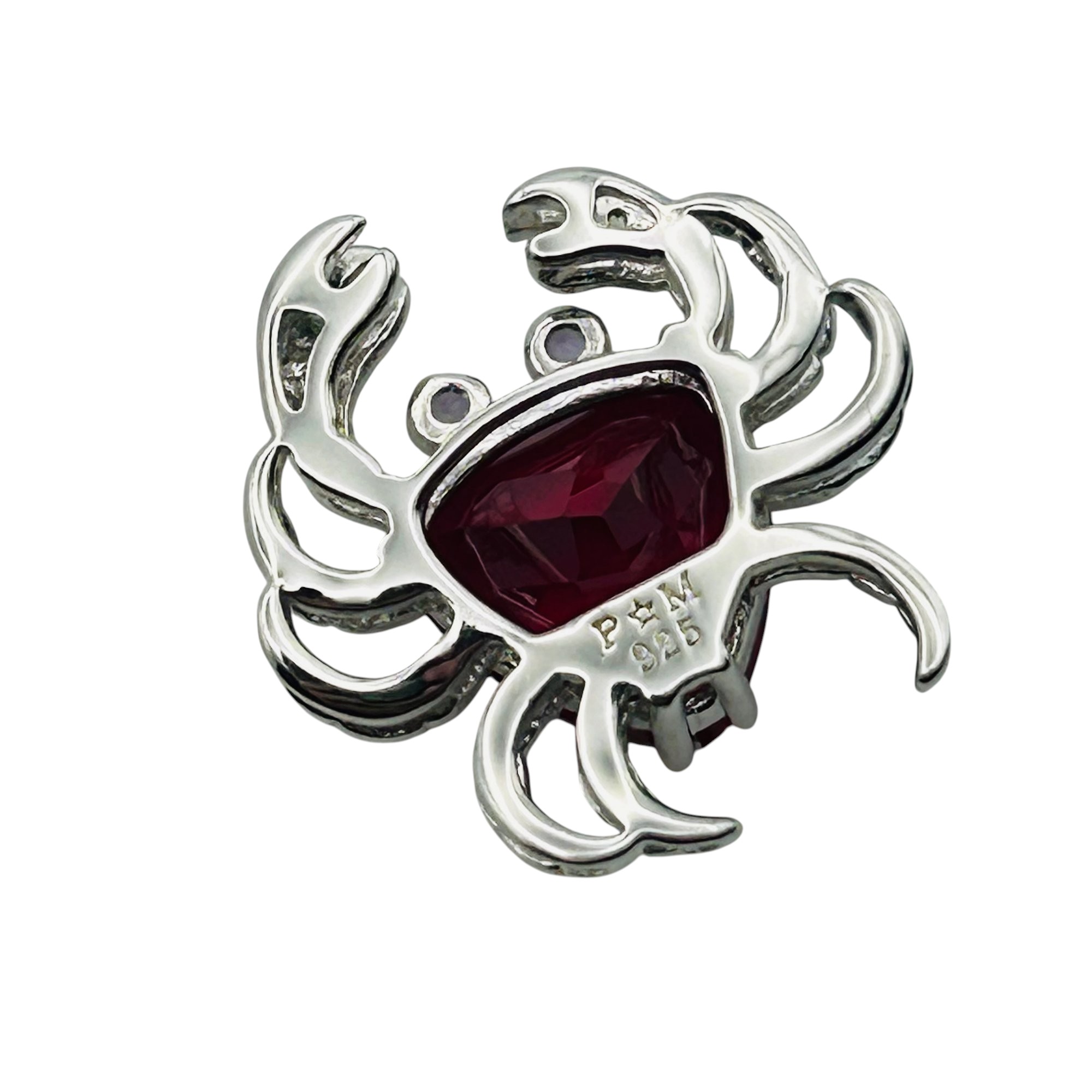 Sterling Ruby Diamond Accent Crab Pendant