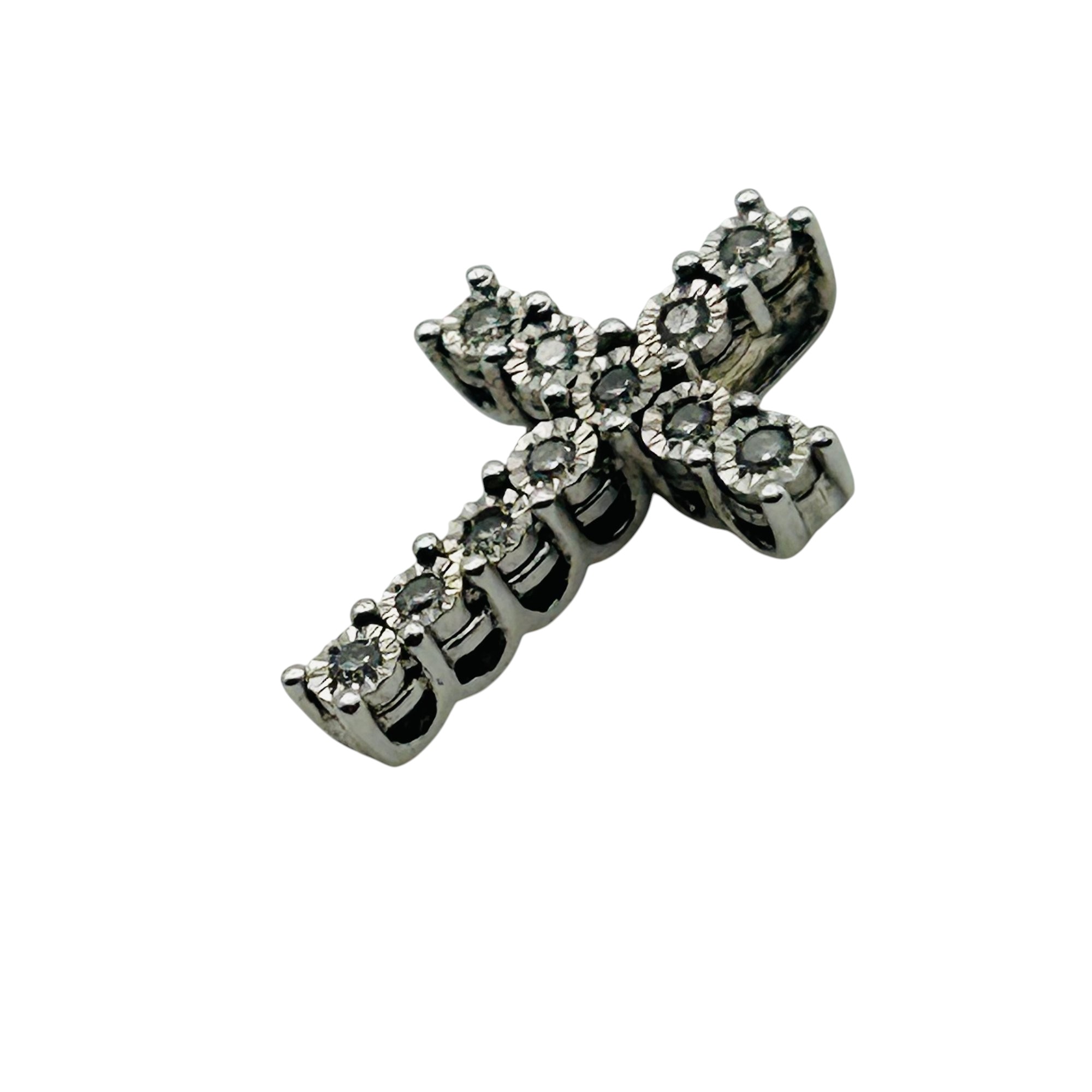 Signed Sterling Diamond Cross Pendant