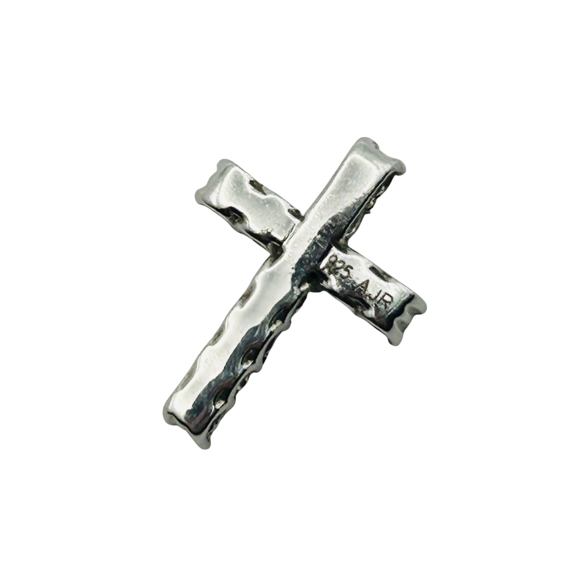 Signed Sterling Diamond Cross Pendant